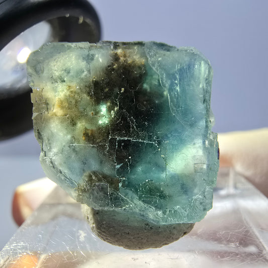 Klarer Phantom Fluorit Würfel parkettiert, grün Okorusu, Namibia - 17*16*15mm