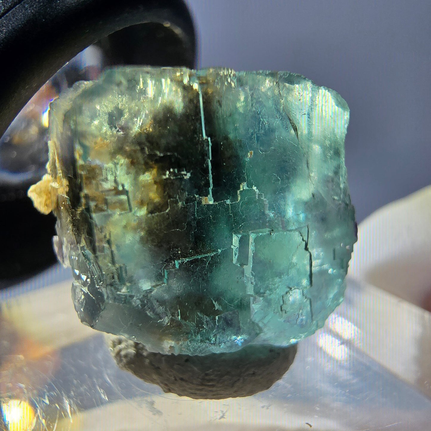 Clear Phantom Fluorite Cube parquetted, green Okorusu, Namibia - 17*16*15mm