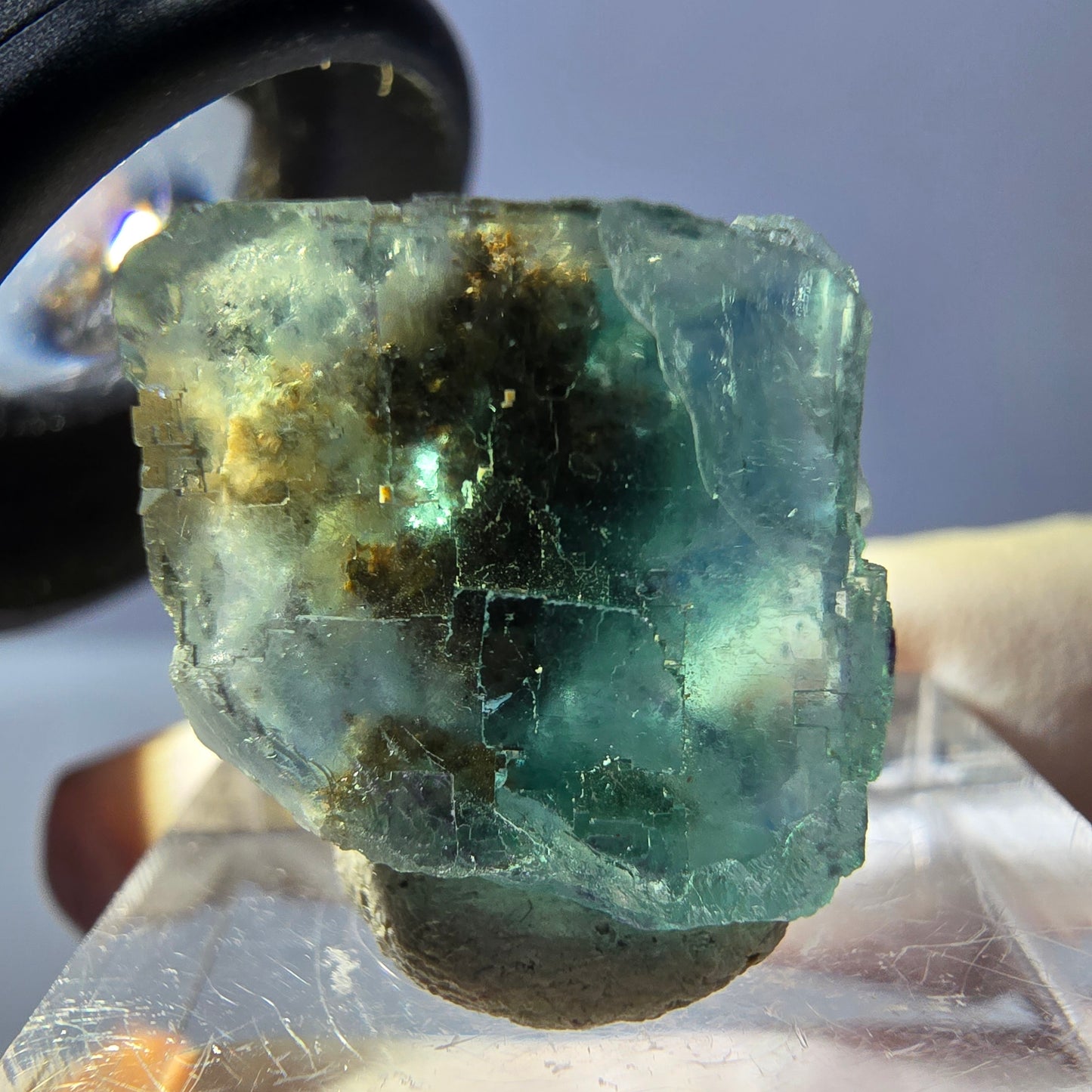 Clear Phantom Fluorite Cube parquetted, green Okorusu, Namibia - 17*16*15mm