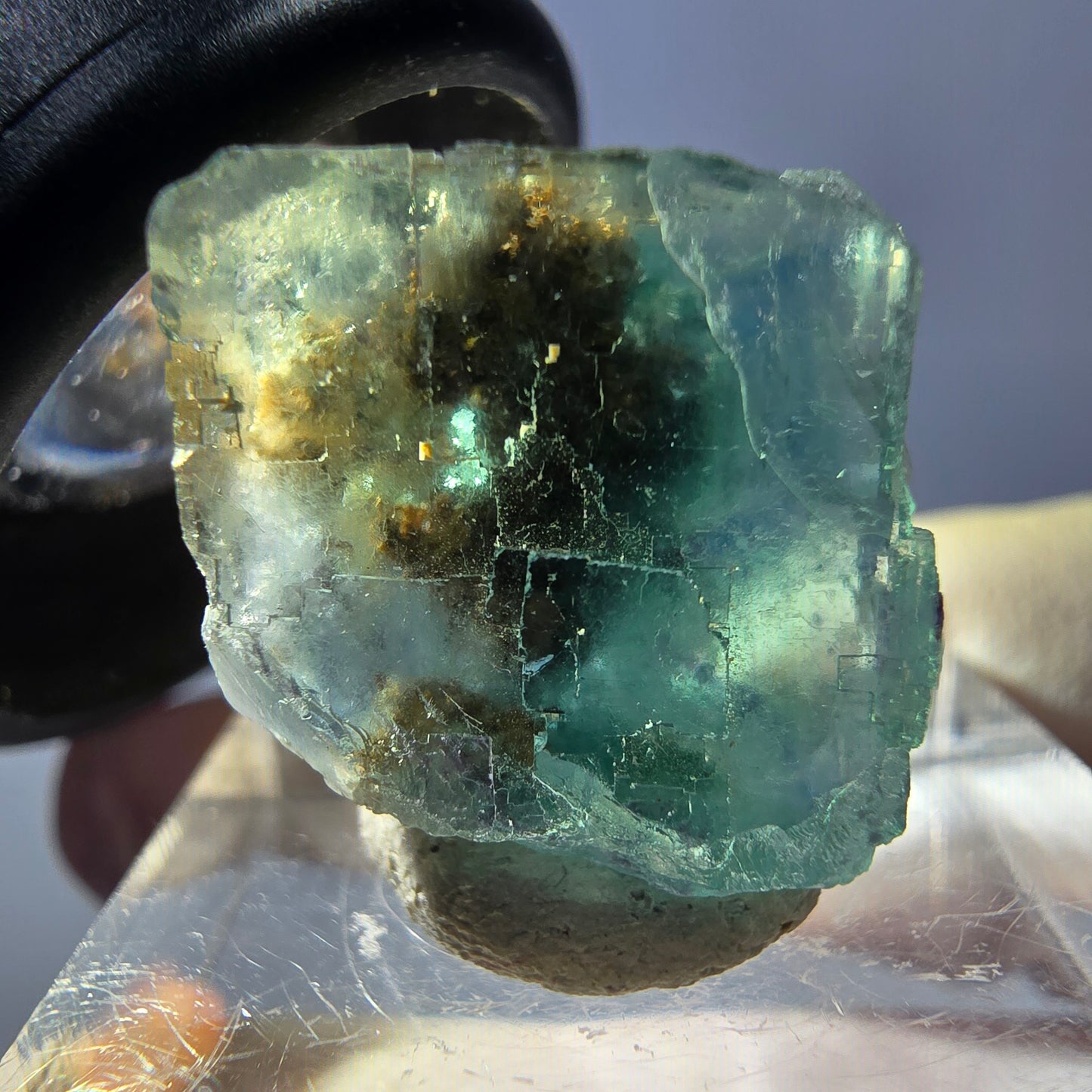 Clear Phantom Fluorite Cube parquetted, green Okorusu, Namibia - 17*16*15mm
