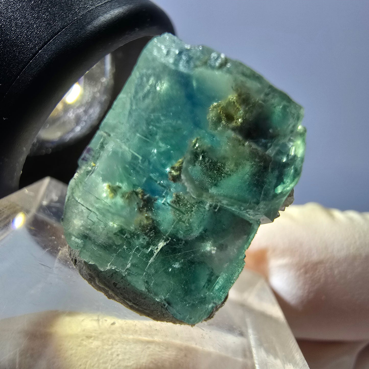 Clear Phantom Fluorite Cube parquetted, green Okorusu, Namibia - 17*16*15mm