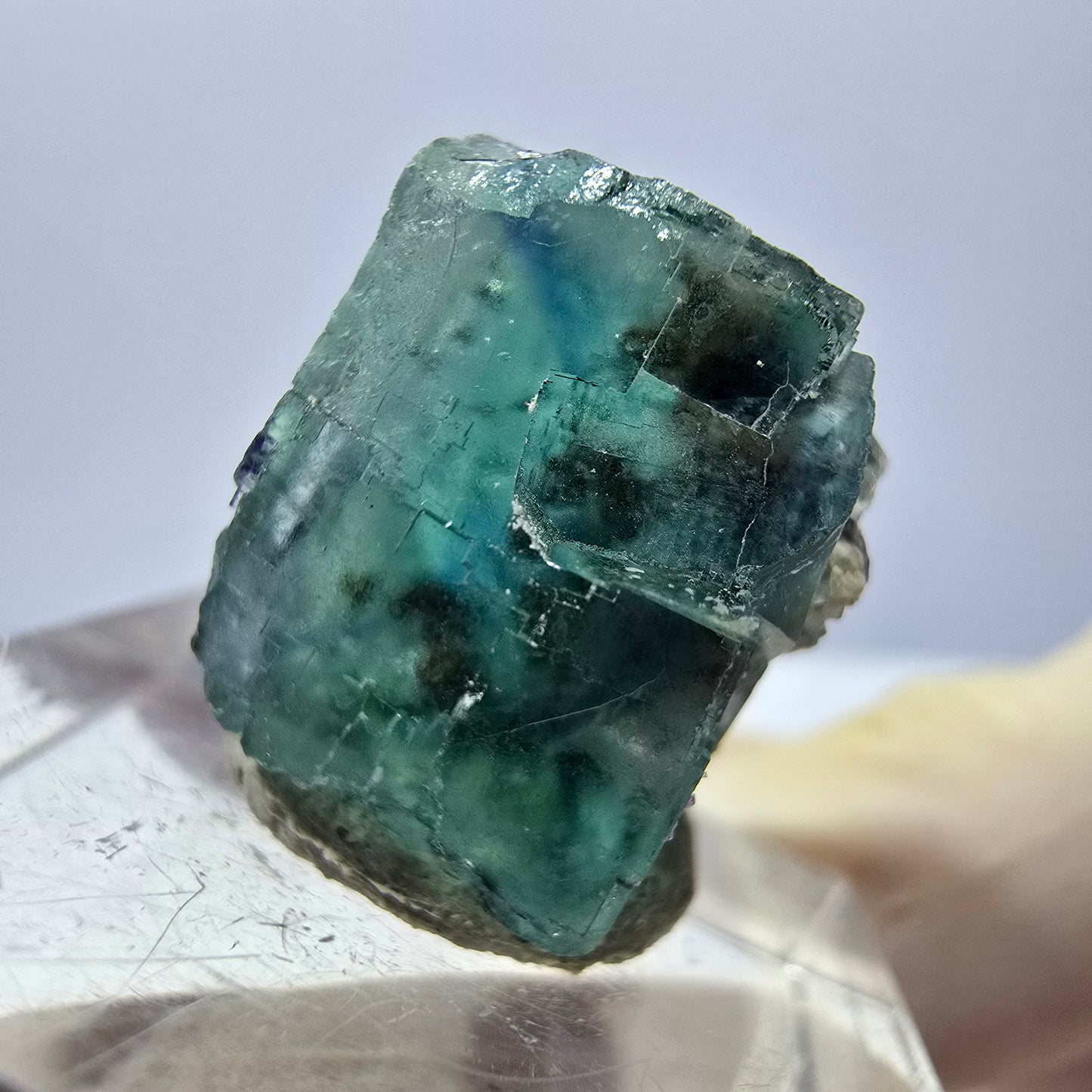 Clear Phantom Fluorite Cube parquetted, green Okorusu, Namibia - 17*16*15mm