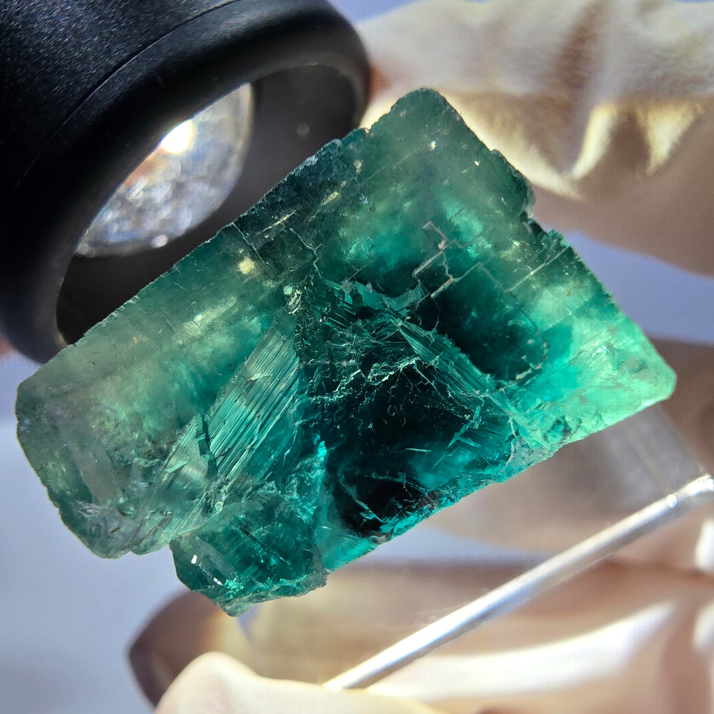 Clear Phantom Fluorite Cube parquetted, green Okorusu, Namibia 21*21*14mm