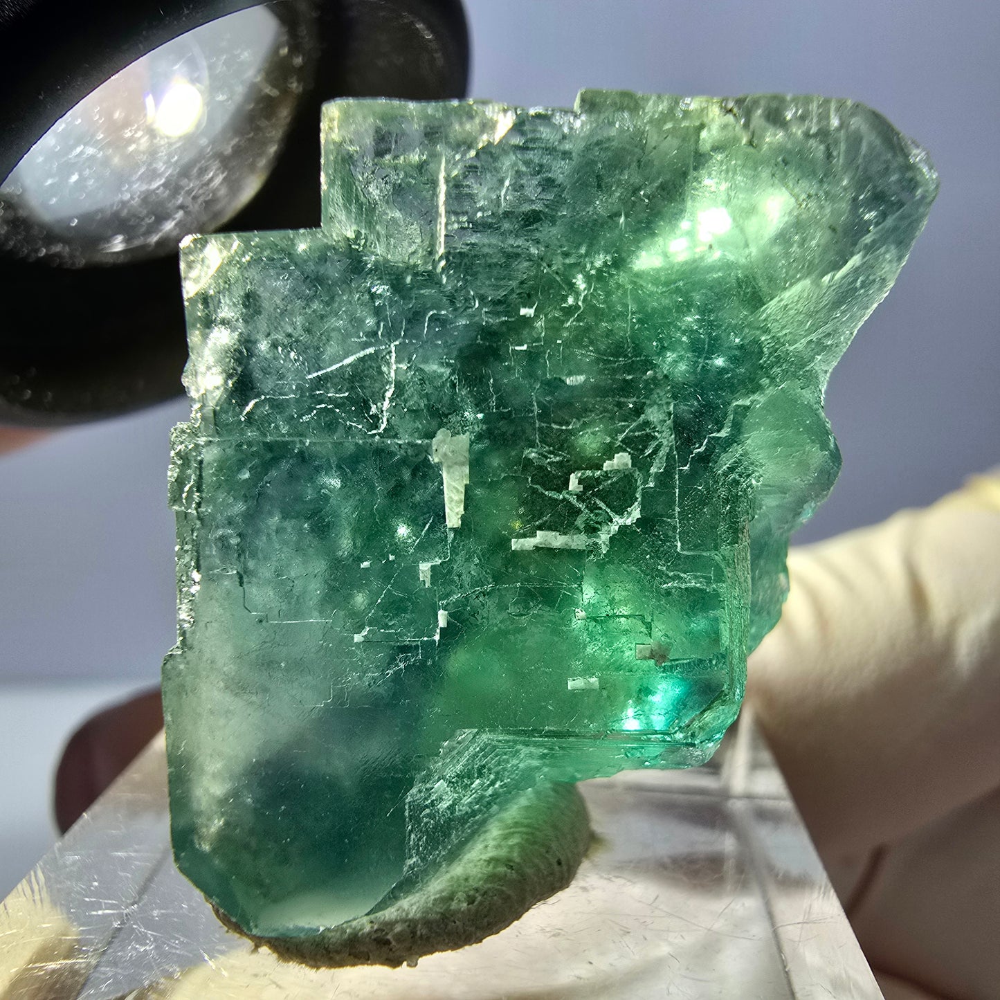 Clear Phantom Fluorite Cube parquetted, green Okorusu, Namibia 25*23*23mm