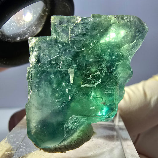 Klarer Phantom Fluorit Würfel parkettiert, grün Okorusu, Namibia 25*23*23mm