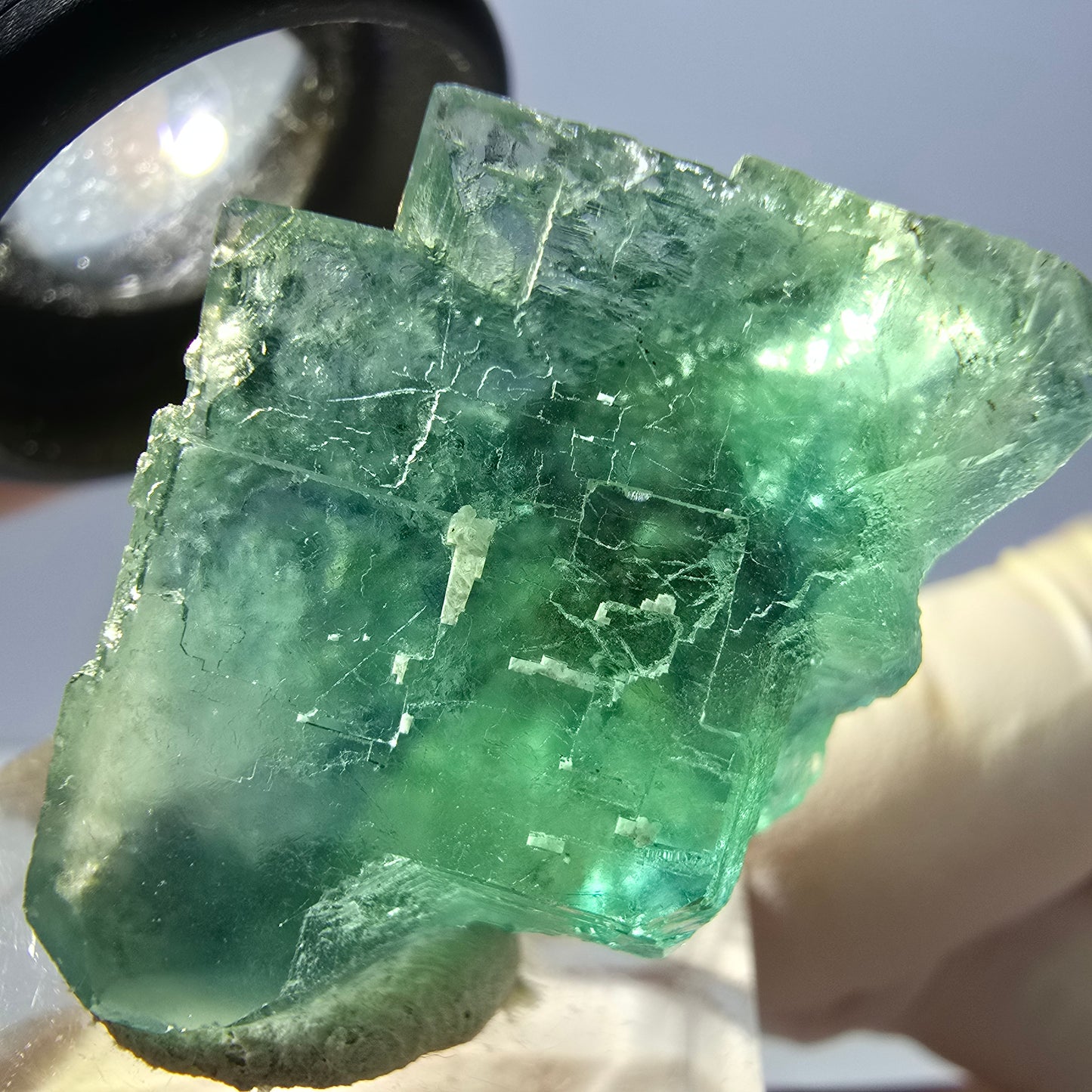 Clear Phantom Fluorite Cube parquetted, green Okorusu, Namibia 25*23*23mm