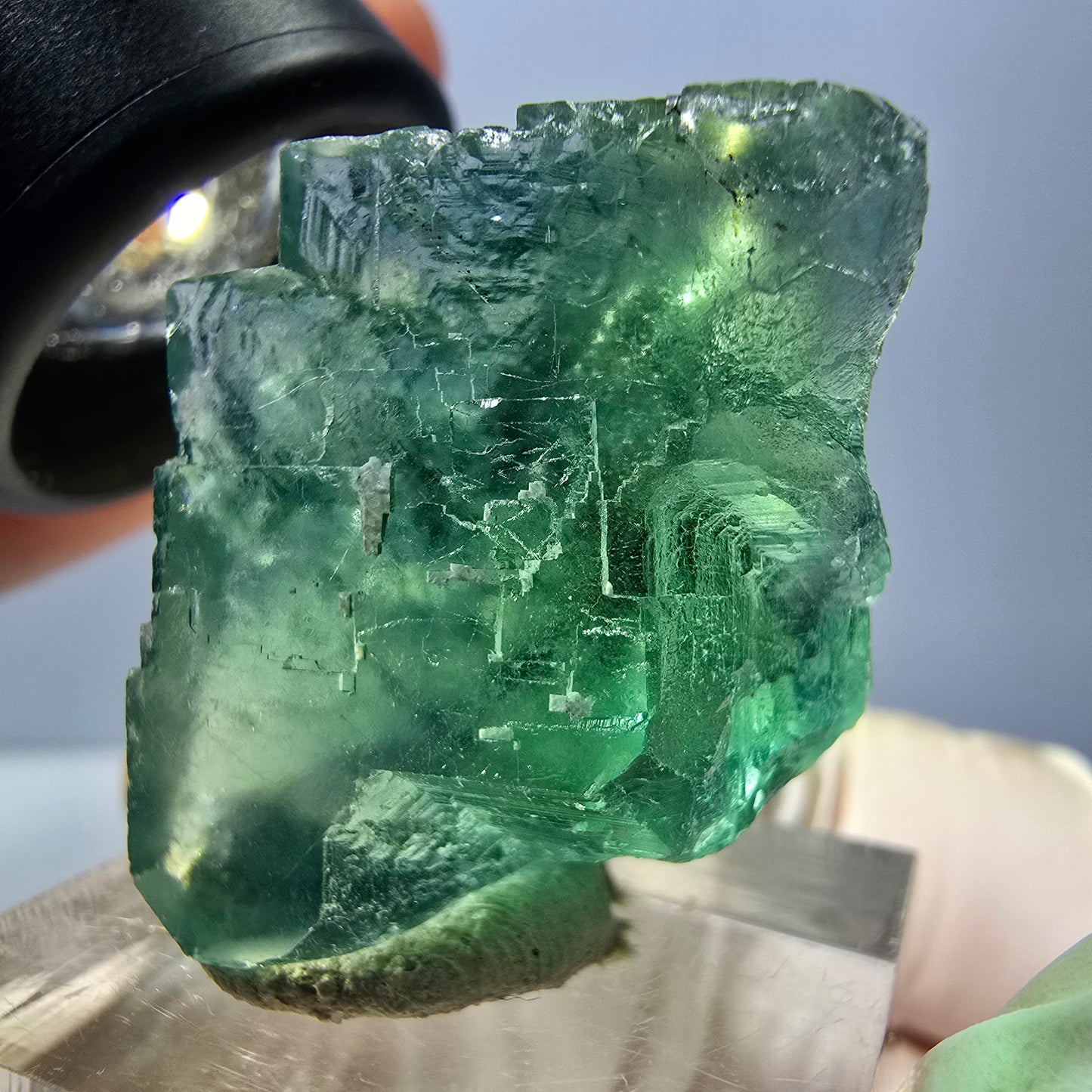 Clear Phantom Fluorite Cube parquetted, green Okorusu, Namibia 25*23*23mm