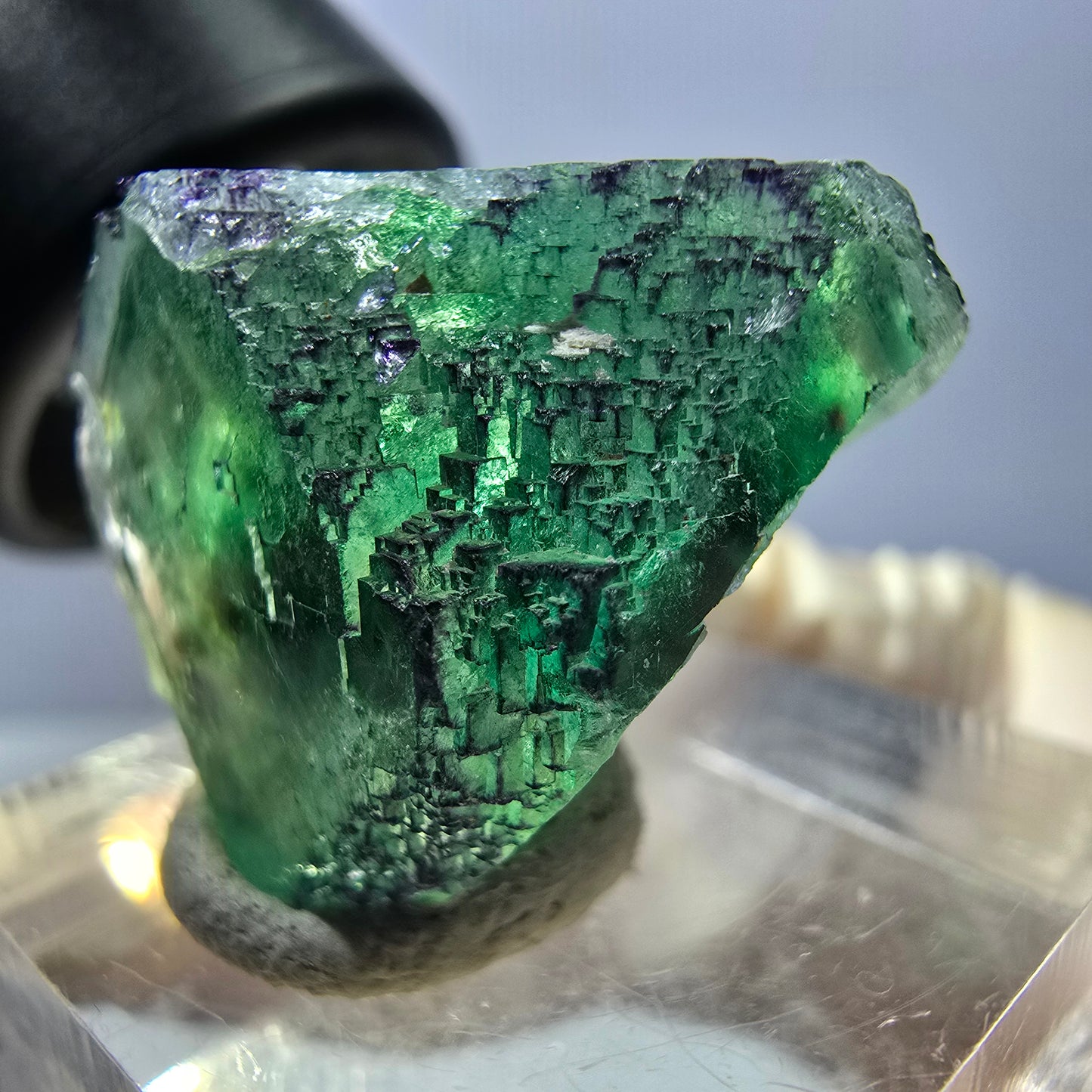 Clear Phantom Fluorite Cube parquetted, green purple Okorusu, Namibia 22*20*18mm
