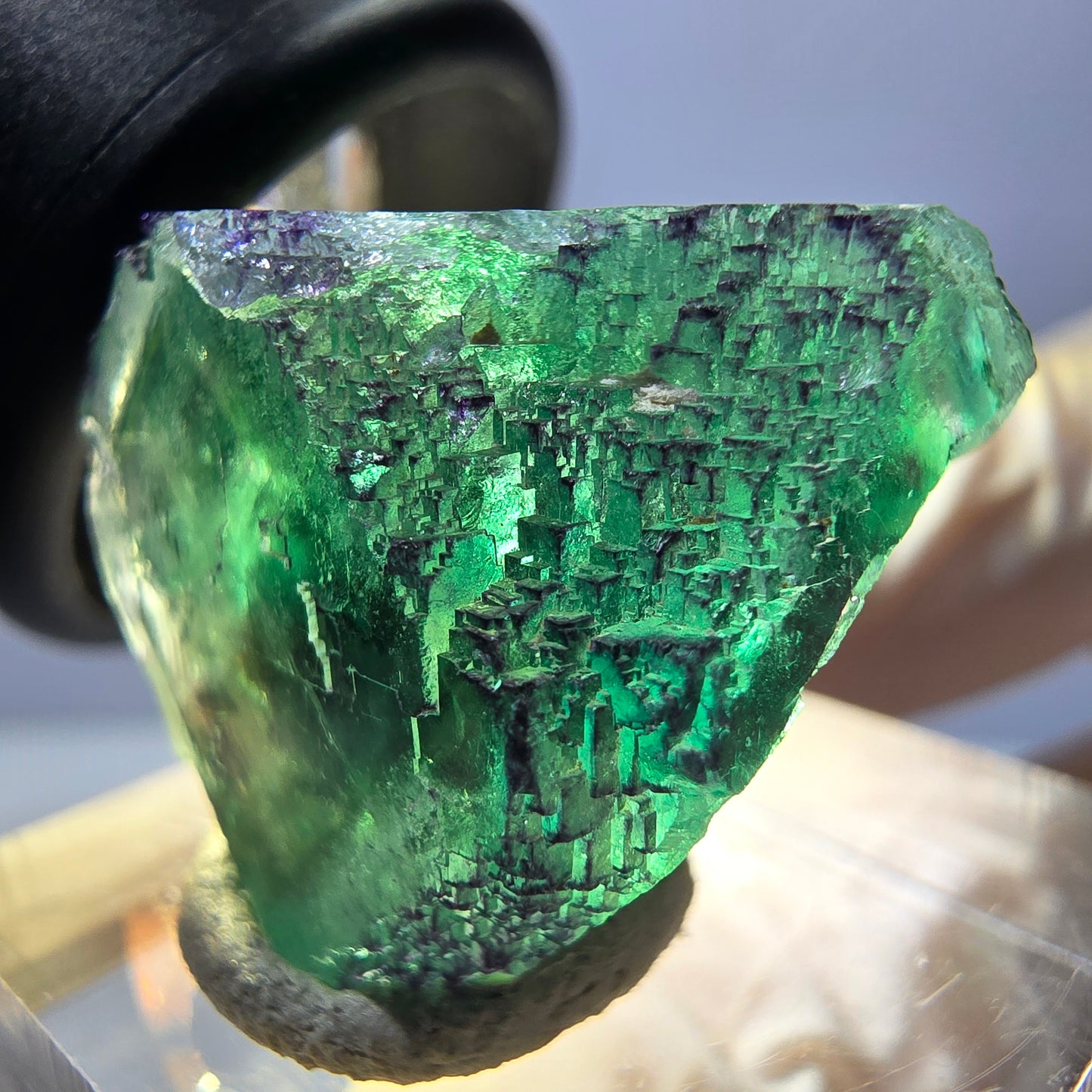 Clear Phantom Fluorite Cube parquetted, green purple Okorusu, Namibia 22*20*18mm