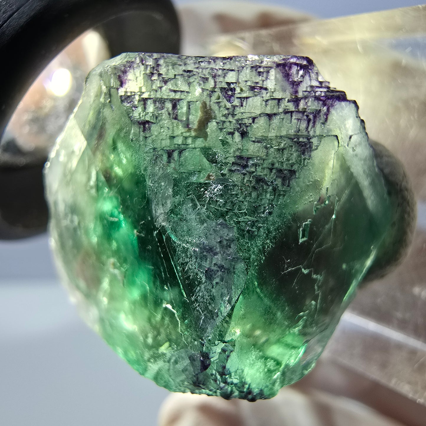 Clear Phantom Fluorite Cube parquetted, green purple Okorusu, Namibia 22*20*18mm
