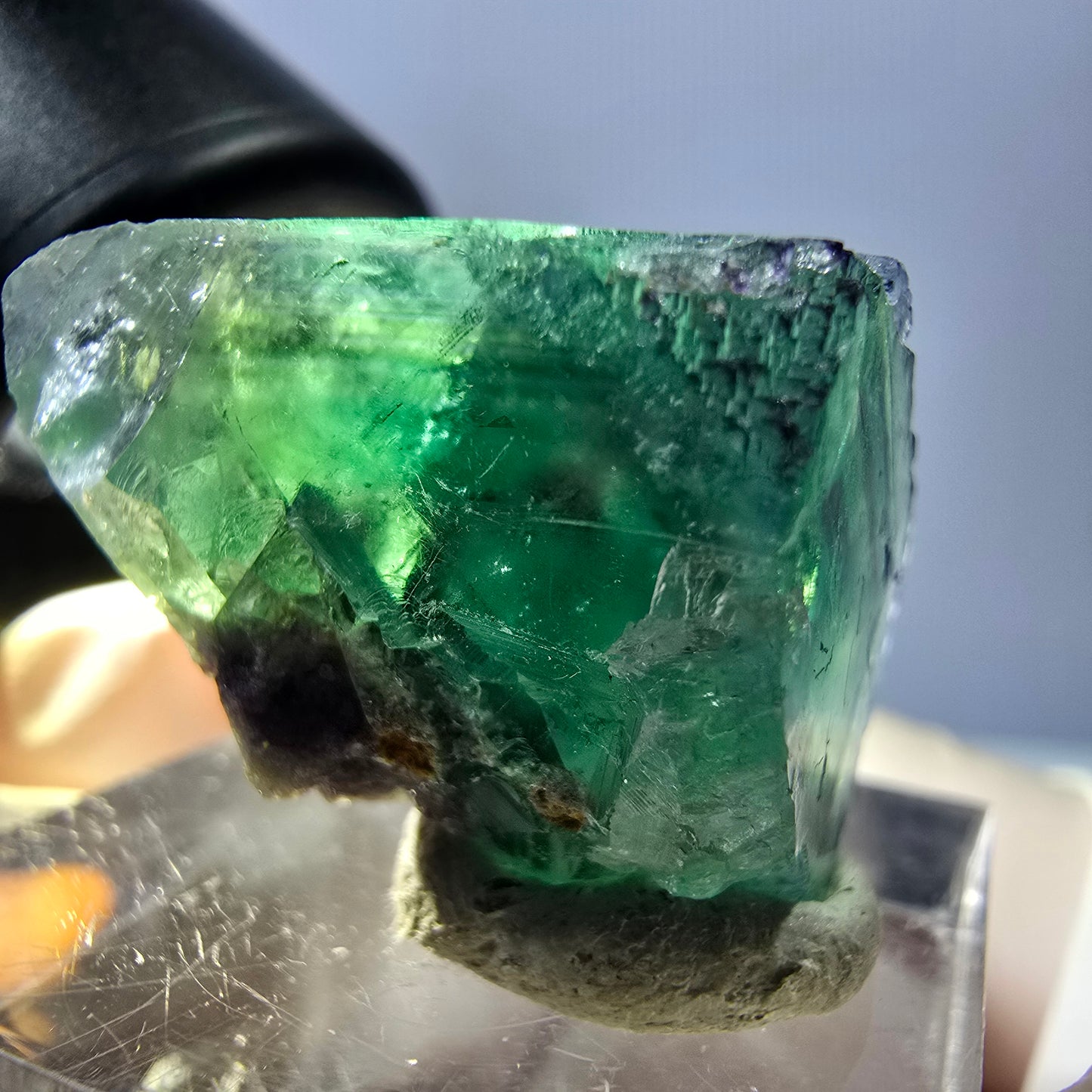 Clear Phantom Fluorite Cube parquetted, green purple Okorusu, Namibia 22*20*18mm