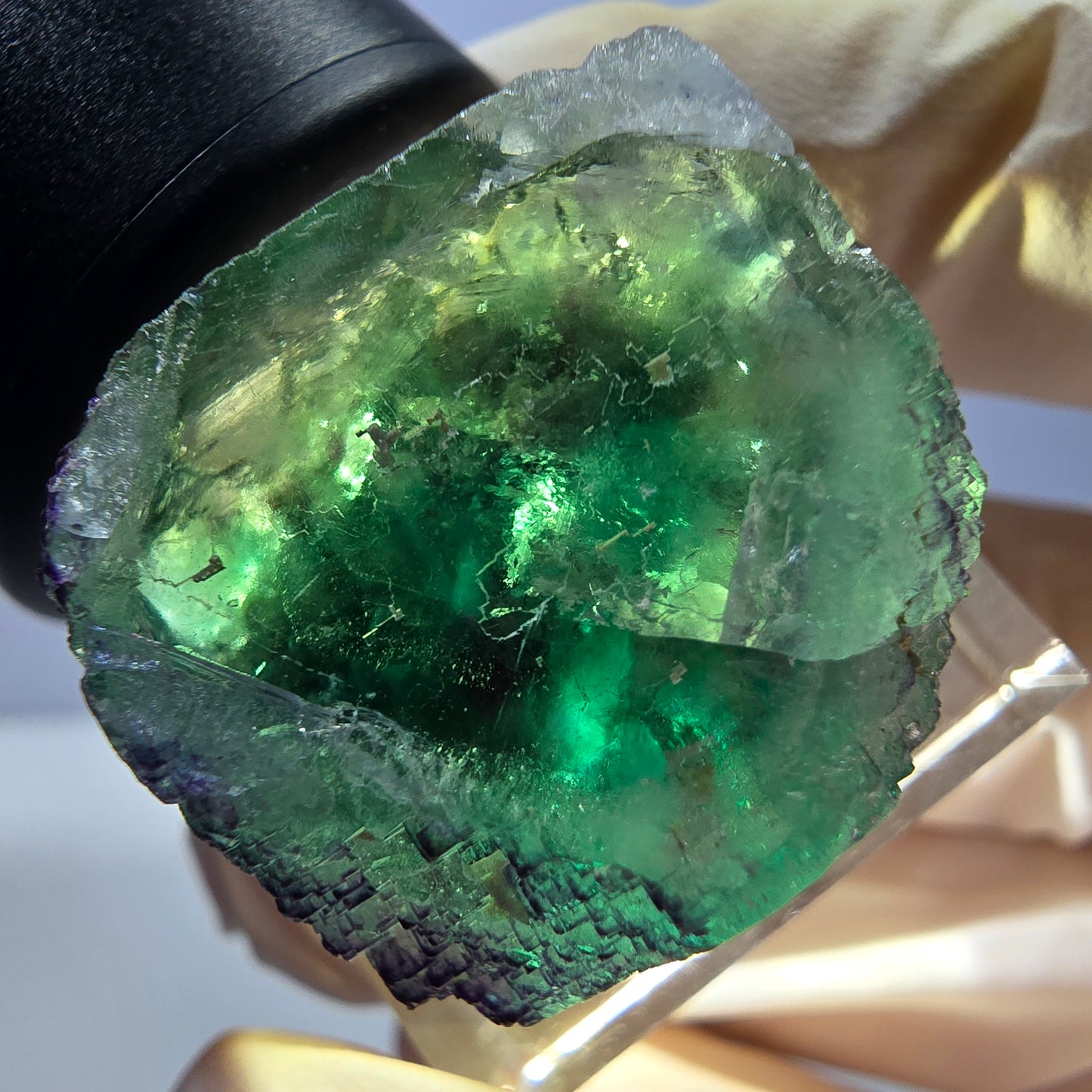 Clear Phantom Fluorite Cube parquetted, green purple Okorusu, Namibia 22*20*18mm