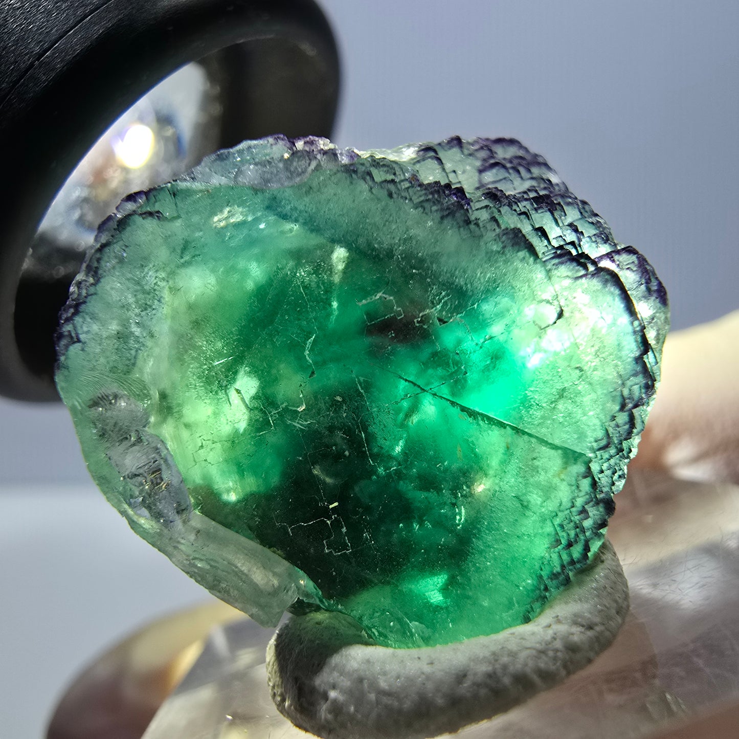 Clear Phantom Fluorite Cube parquetted, green purple Okorusu, Namibia 22*20*18mm