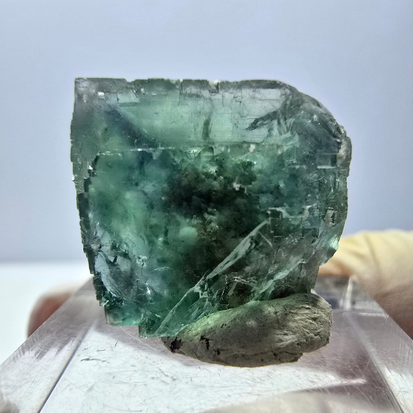 Clear Phantom Fluorite Cube parquetted, green Okorusu, Namibia 19*17*14mm