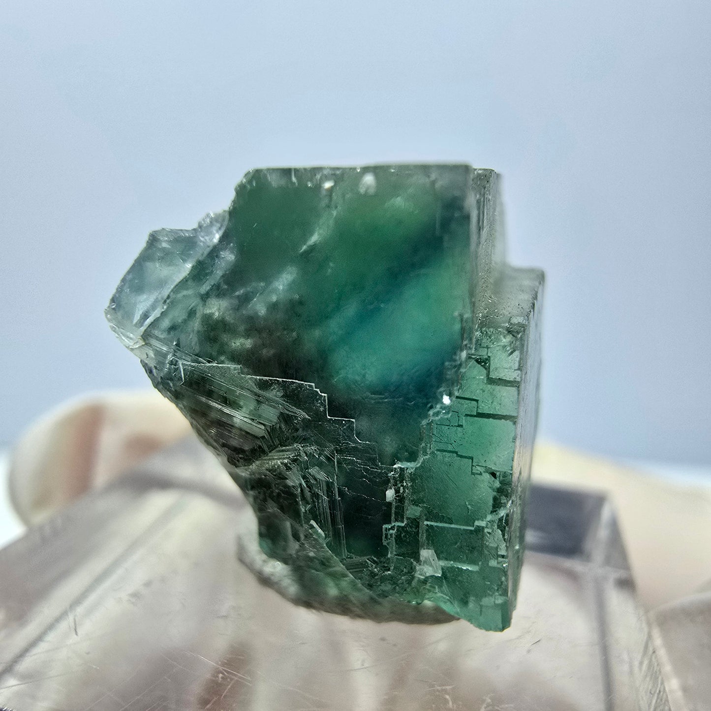 Clear Phantom Fluorite Cube parquetted, green Okorusu, Namibia 19*17*14mm