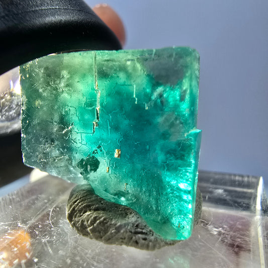 Klarer Phantom Fluorit Würfel parkettiert, grün Okorusu, Namibia 17*15*10mm
