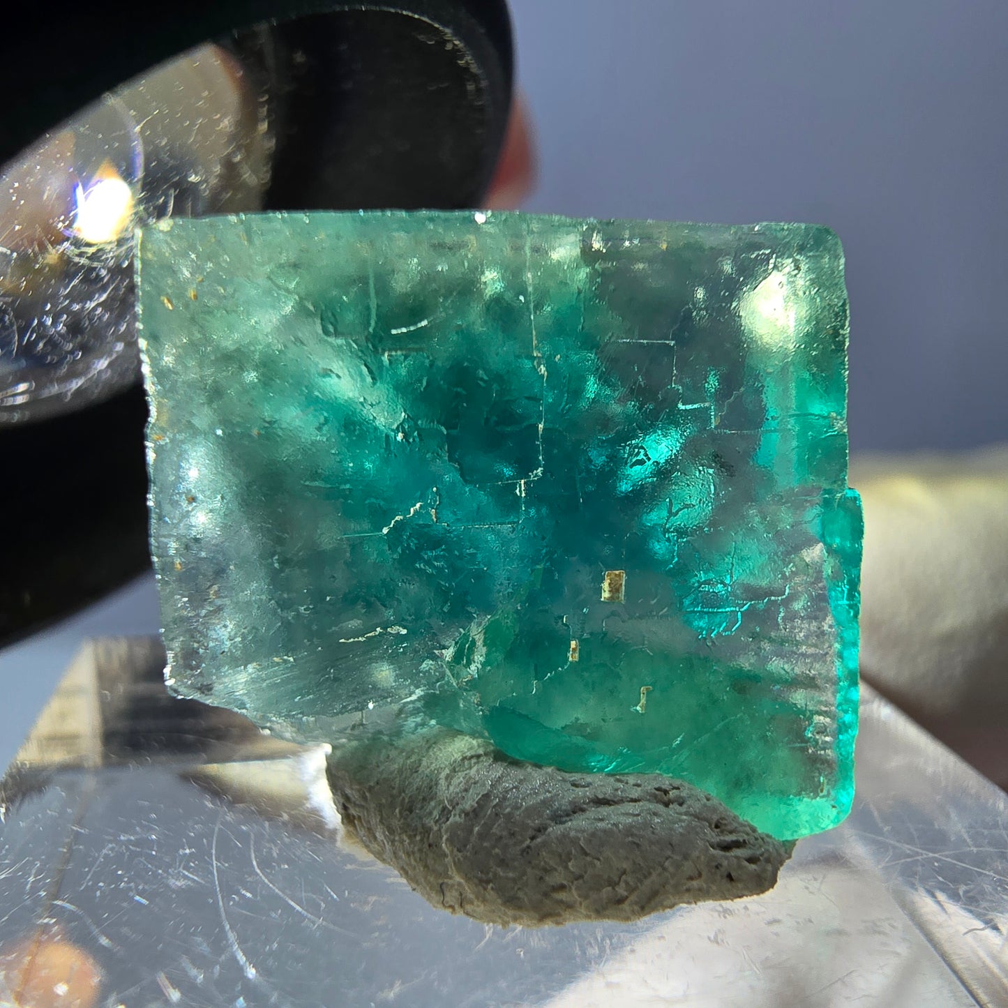 Clear Phantom Fluorite Cube parquetted, green Okorusu, Namibia 17*15*10mm