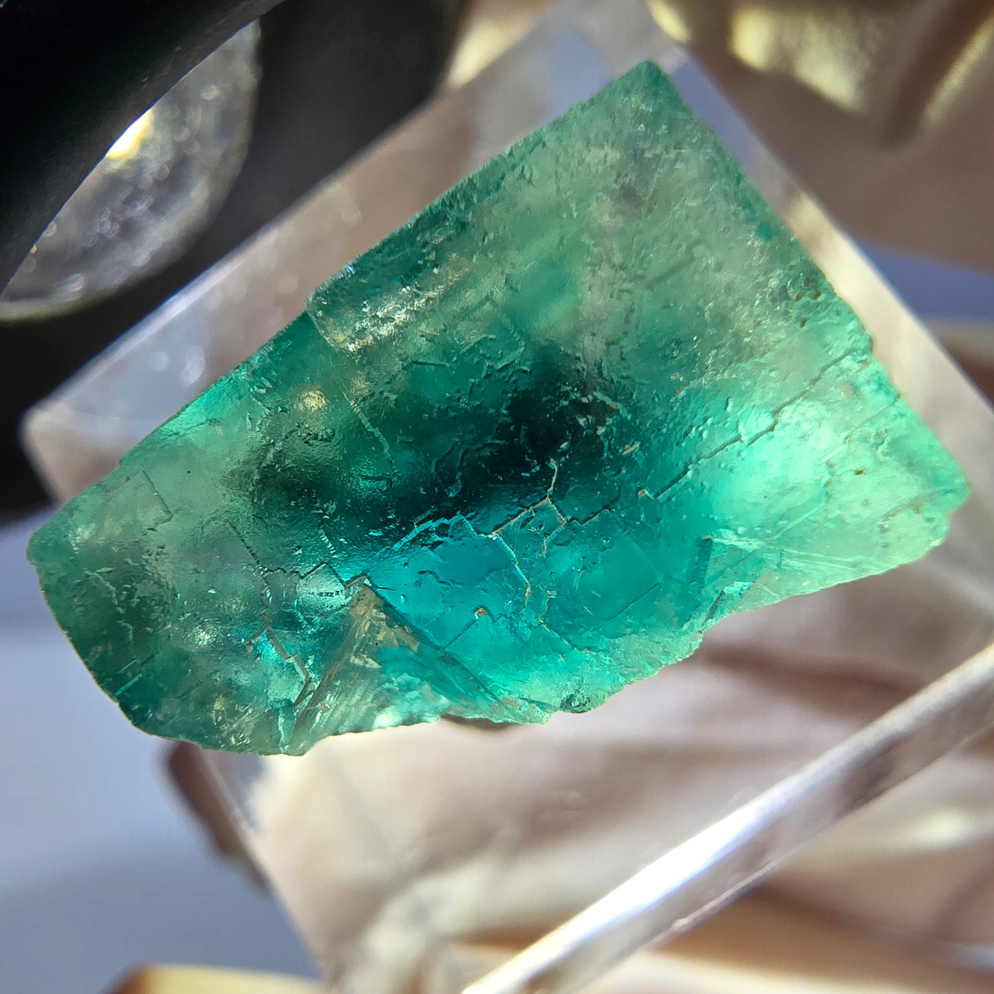 Clear Phantom Fluorite Cube parquetted, green Okorusu, Namibia 17*15*10mm