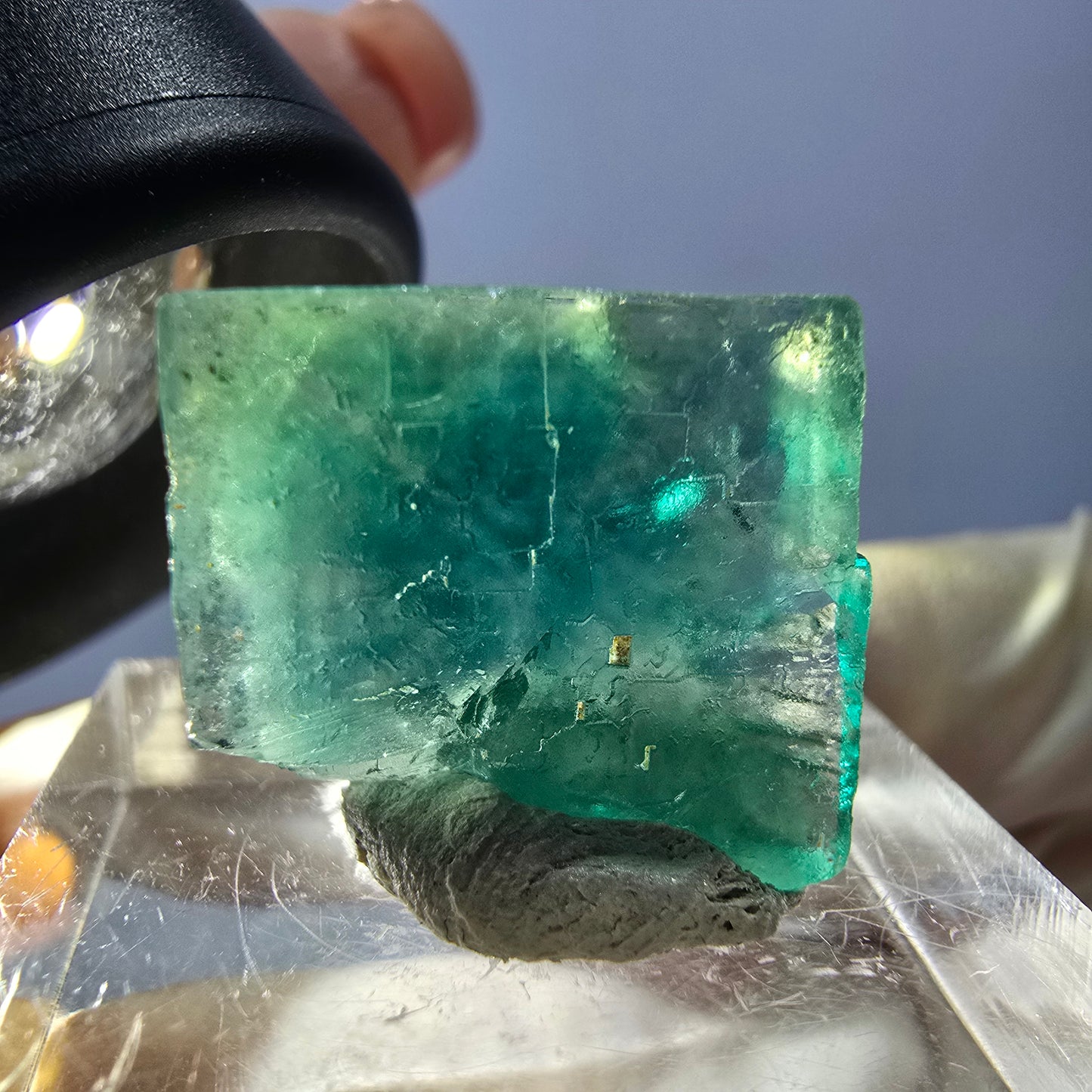 Clear Phantom Fluorite Cube parquetted, green Okorusu, Namibia 17*15*10mm