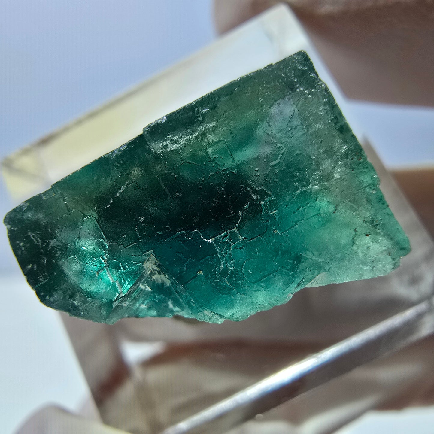 Clear Phantom Fluorite Cube parquetted, green Okorusu, Namibia 17*15*10mm