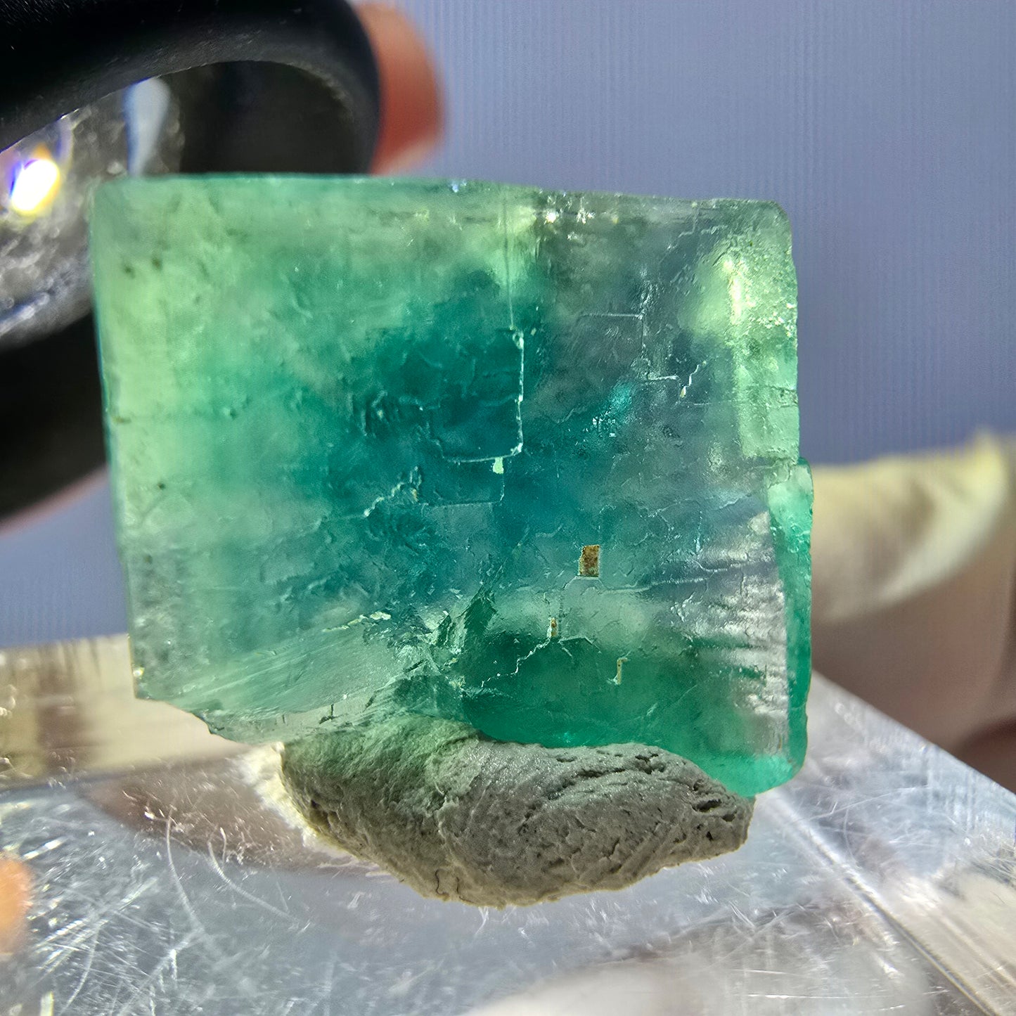 Clear Phantom Fluorite Cube parquetted, green Okorusu, Namibia 17*15*10mm