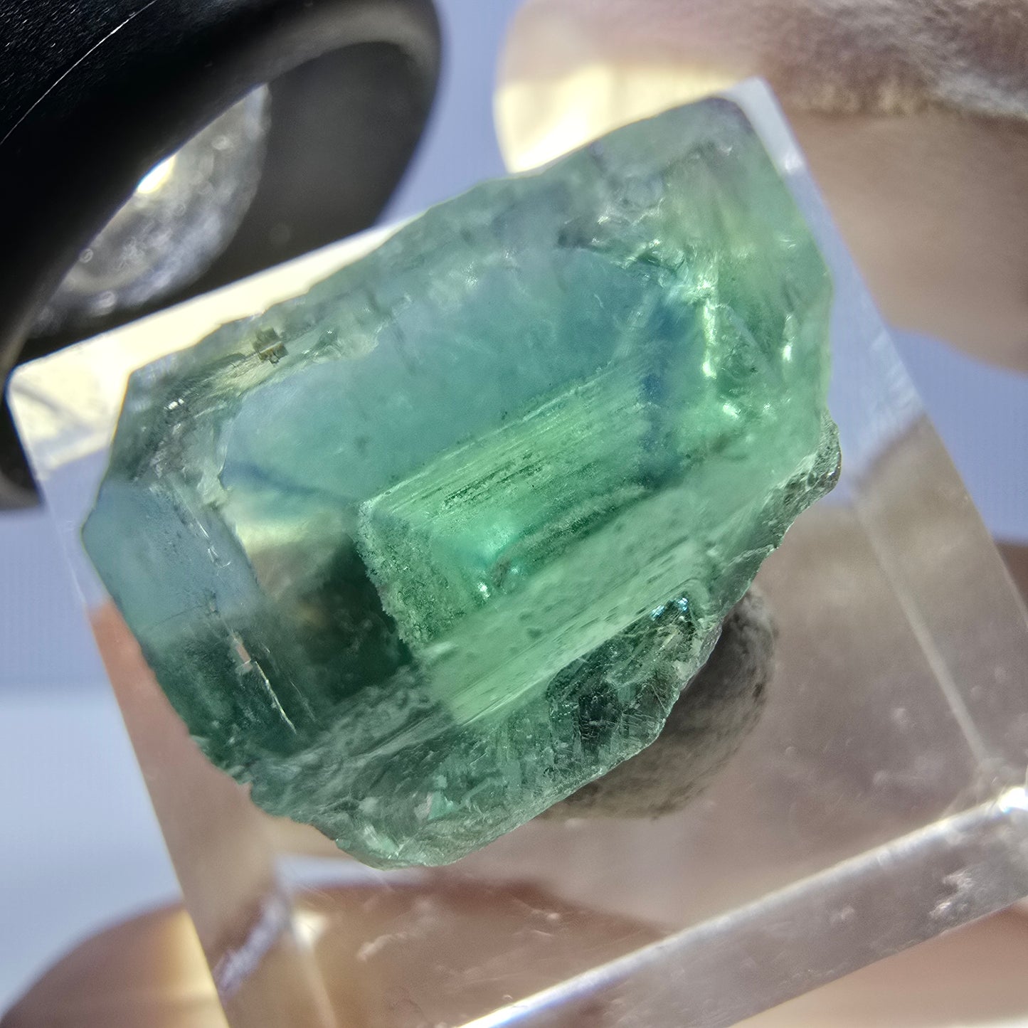 Clear Phantom Fluorite Cube parquetted, green Okorusu, Namibia 15*14*13mm