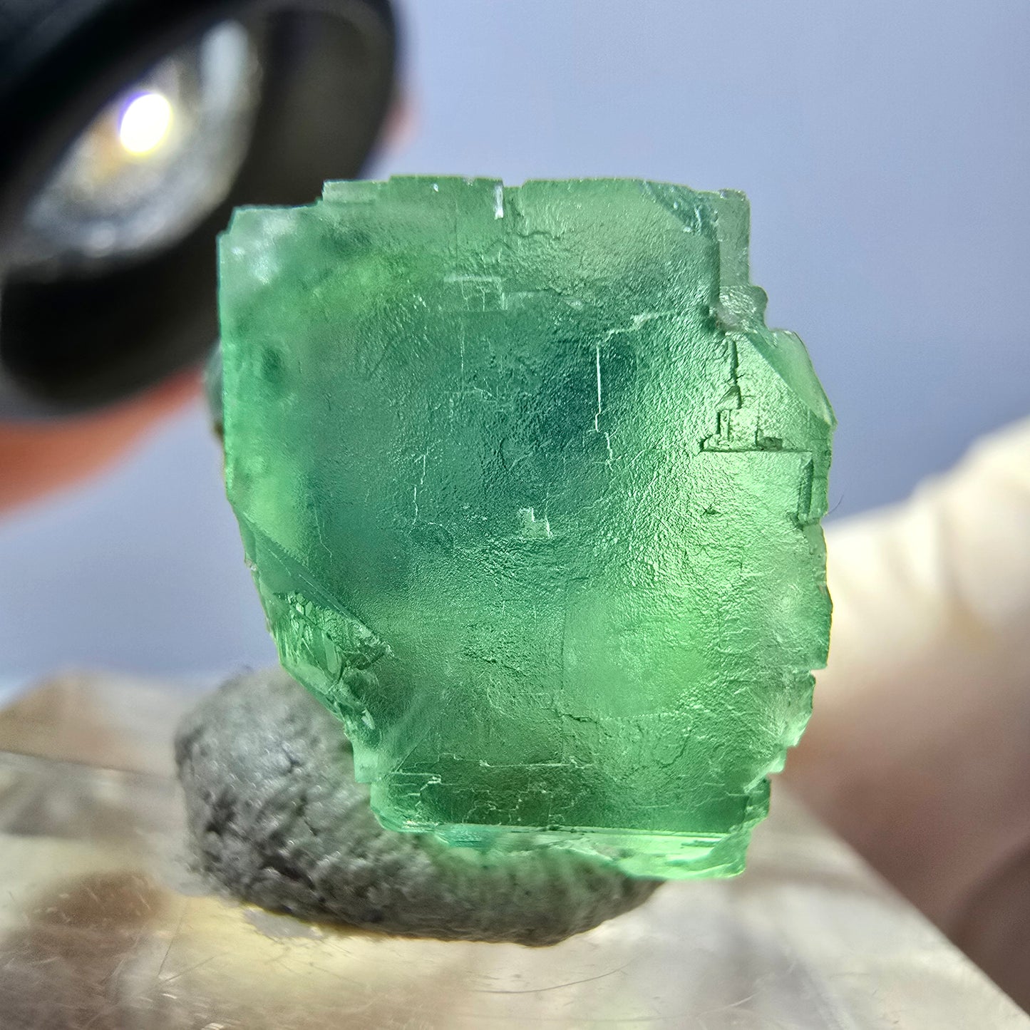 Clear Phantom Fluorite Cube parquetted, green Okorusu, Namibia - 18*16*14mm