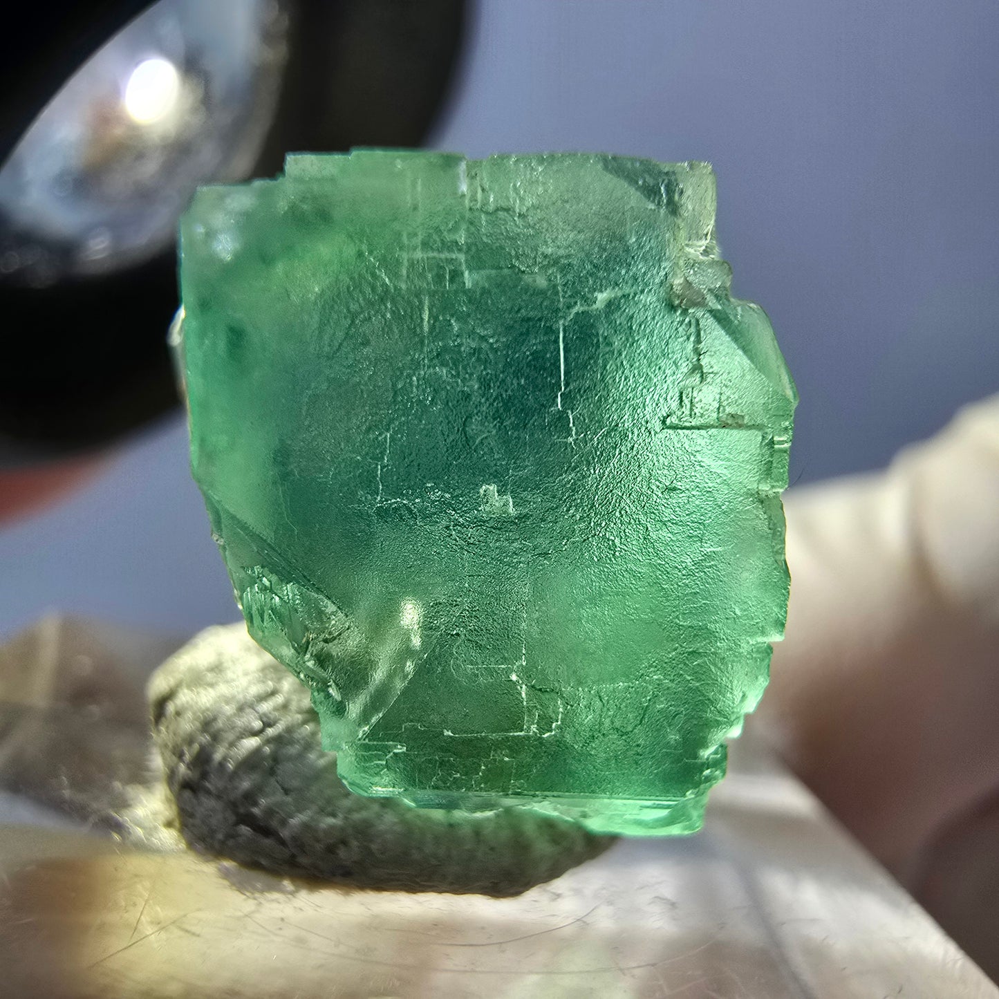 Clear Phantom Fluorite Cube parquetted, green Okorusu, Namibia - 18*16*14mm