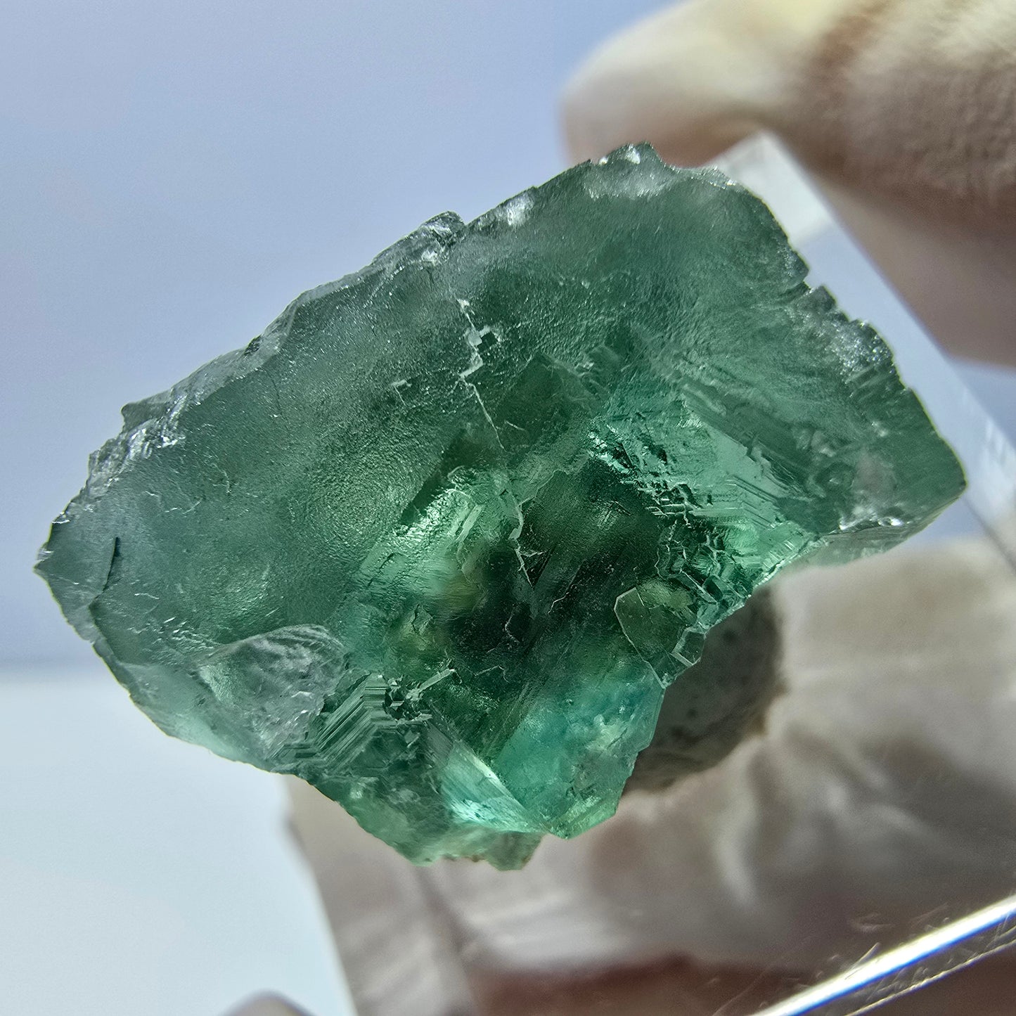 Clear Phantom Fluorite Cube parquetted, green Okorusu, Namibia - 18*16*14mm
