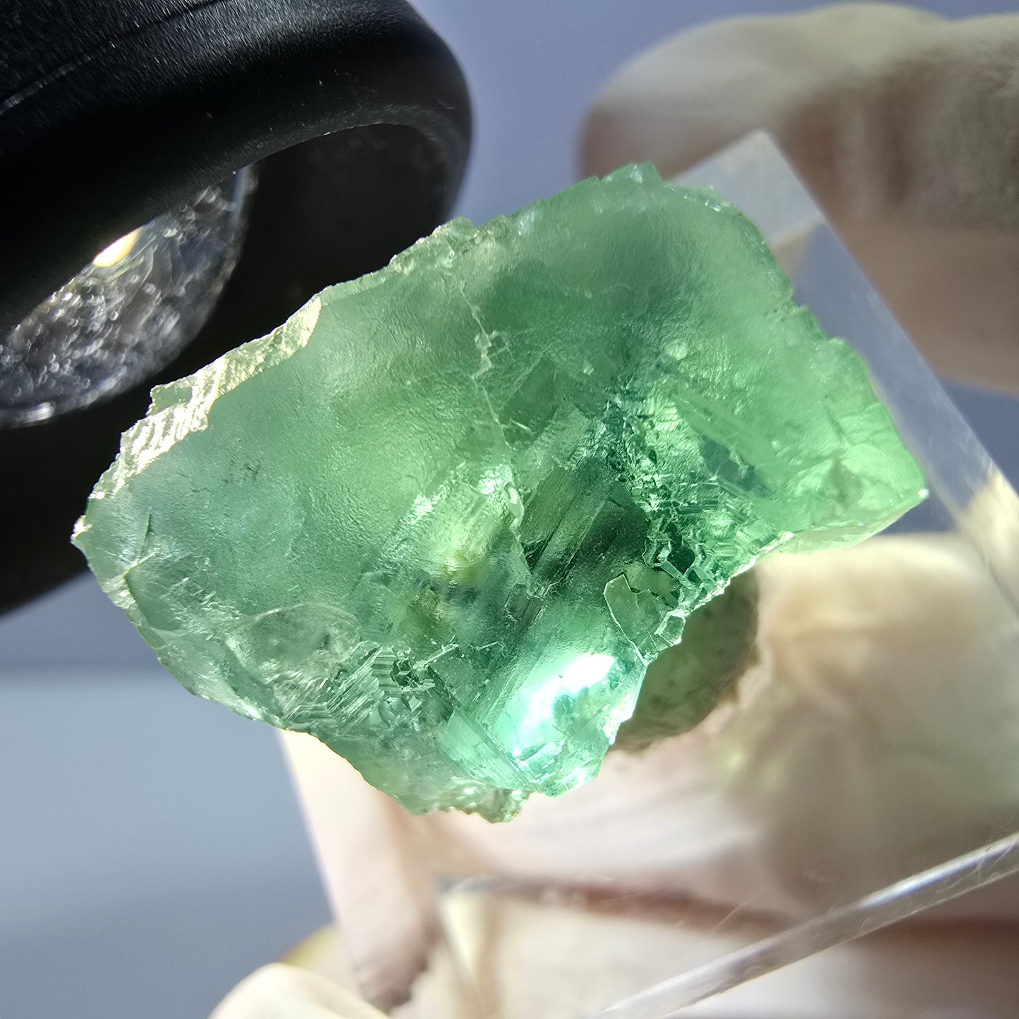 Clear Phantom Fluorite Cube parquetted, green Okorusu, Namibia - 18*16*14mm