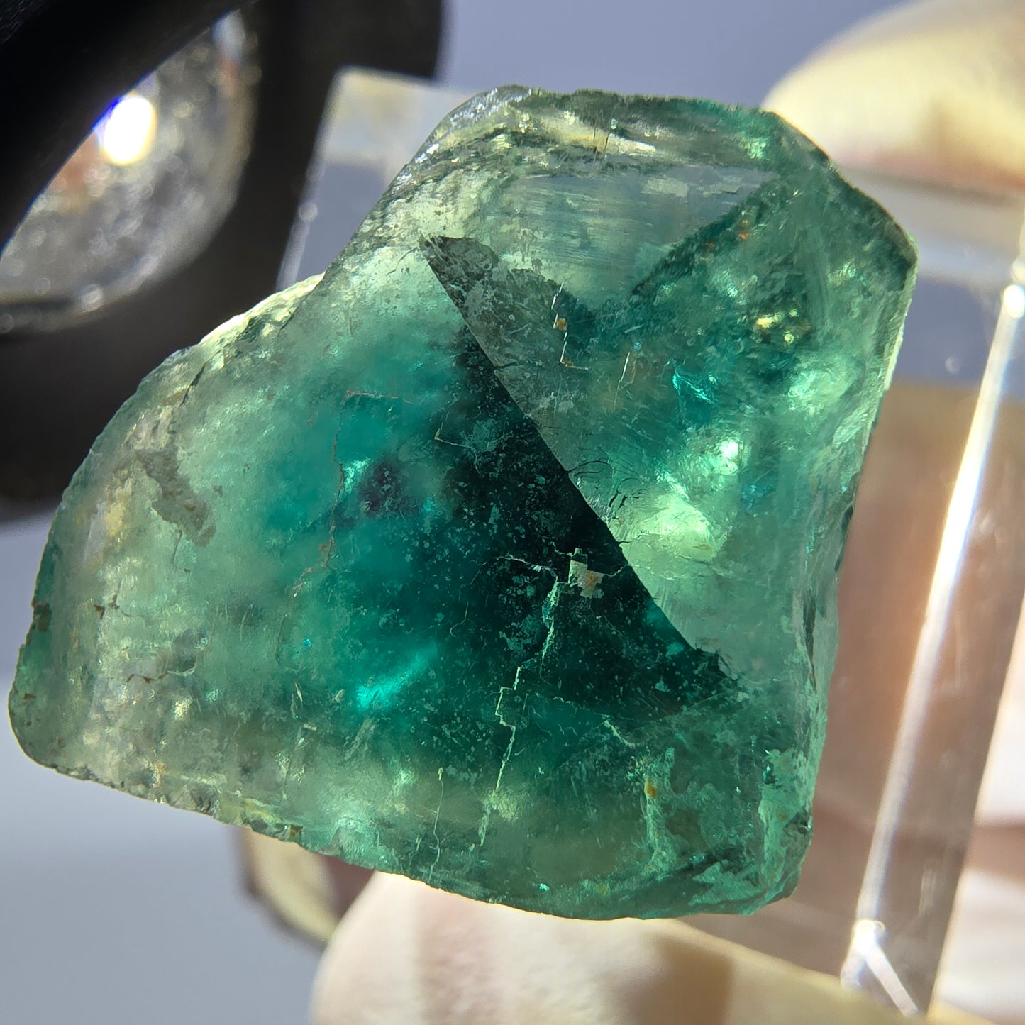 Clear Phantom Fluorite Cube parquetted, green Okorusu, Namibia - 18*17*16mm