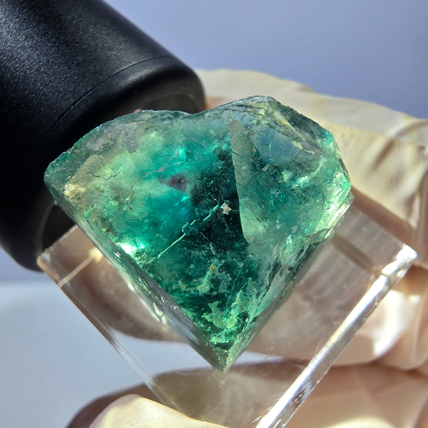 Clear Phantom Fluorite Cube parquetted, green Okorusu, Namibia - 18*17*16mm