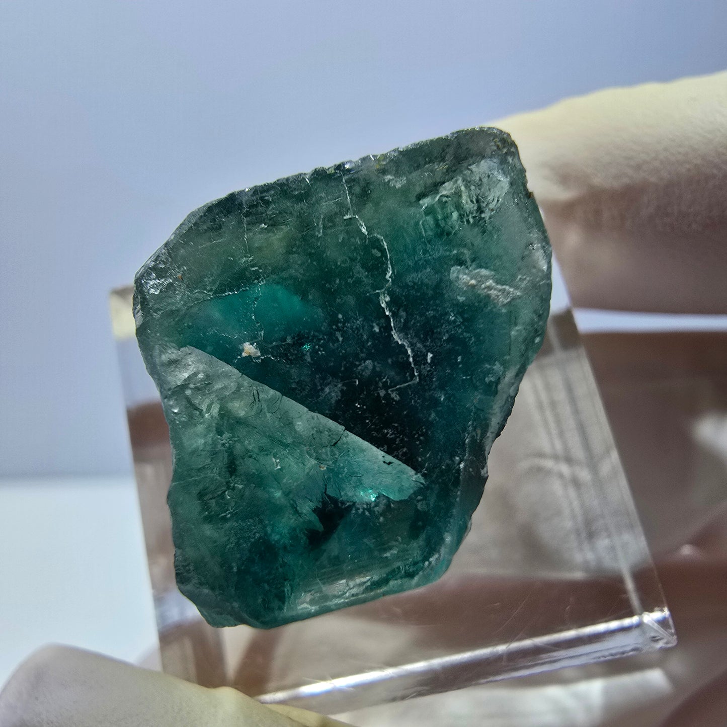 Clear Phantom Fluorite Cube parquetted, green Okorusu, Namibia - 18*17*16mm