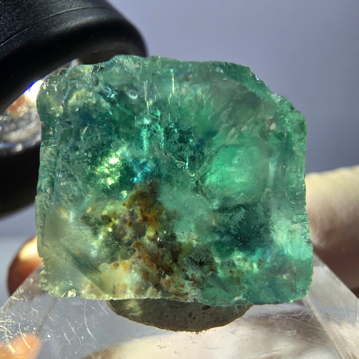 Clear Phantom Fluorite Cube parquetted, green Okorusu, Namibia, 18*17*16mm