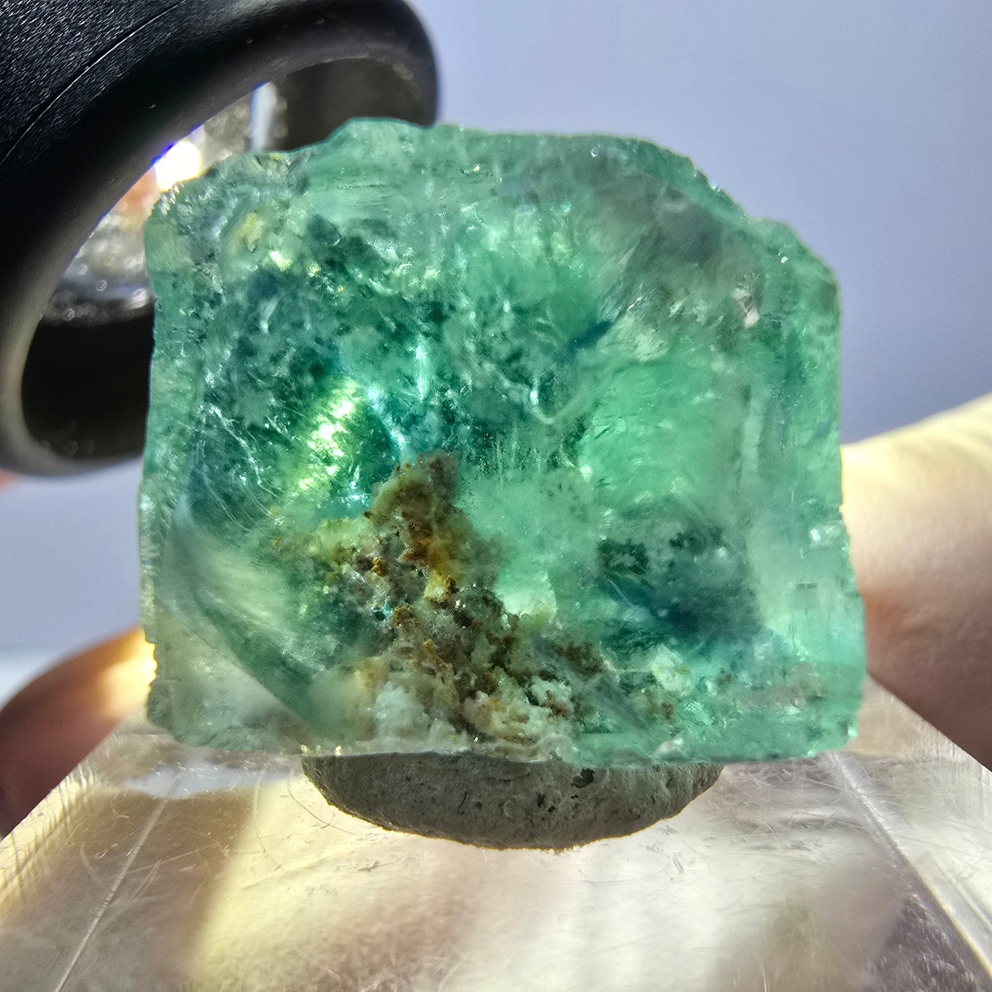 Clear Phantom Fluorite Cube parquetted, green Okorusu, Namibia, 18*17*16mm
