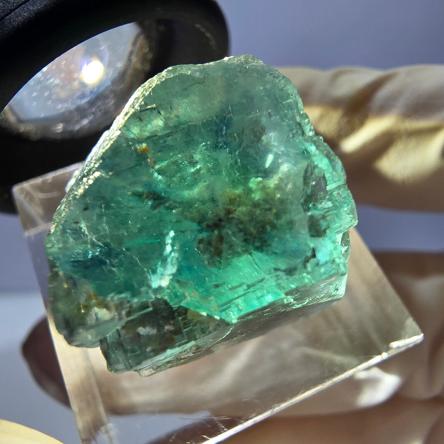 Clear Phantom Fluorite Cube parquetted, green Okorusu, Namibia, 18*17*16mm