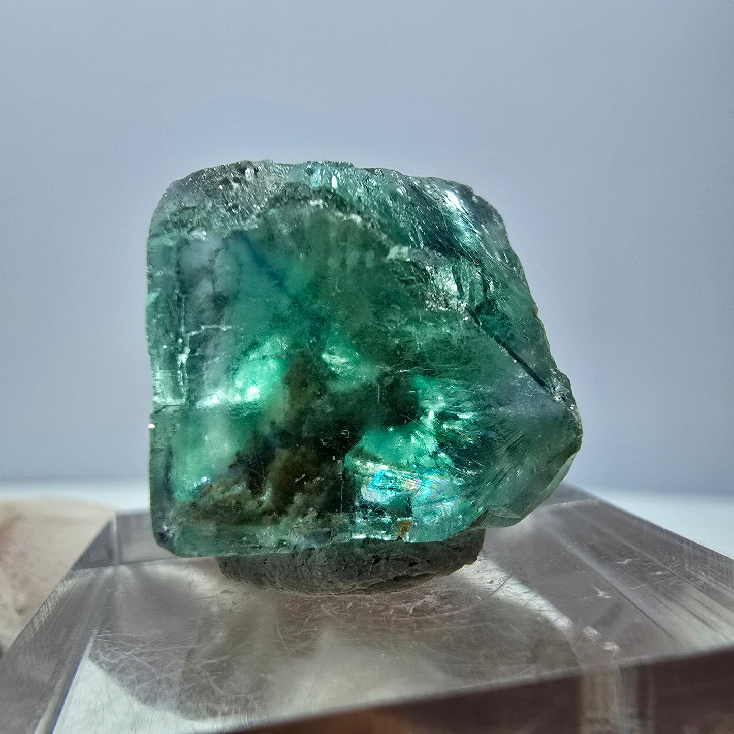 Clear Phantom Fluorite Cube parquetted, green Okorusu, Namibia, 18*17*16mm