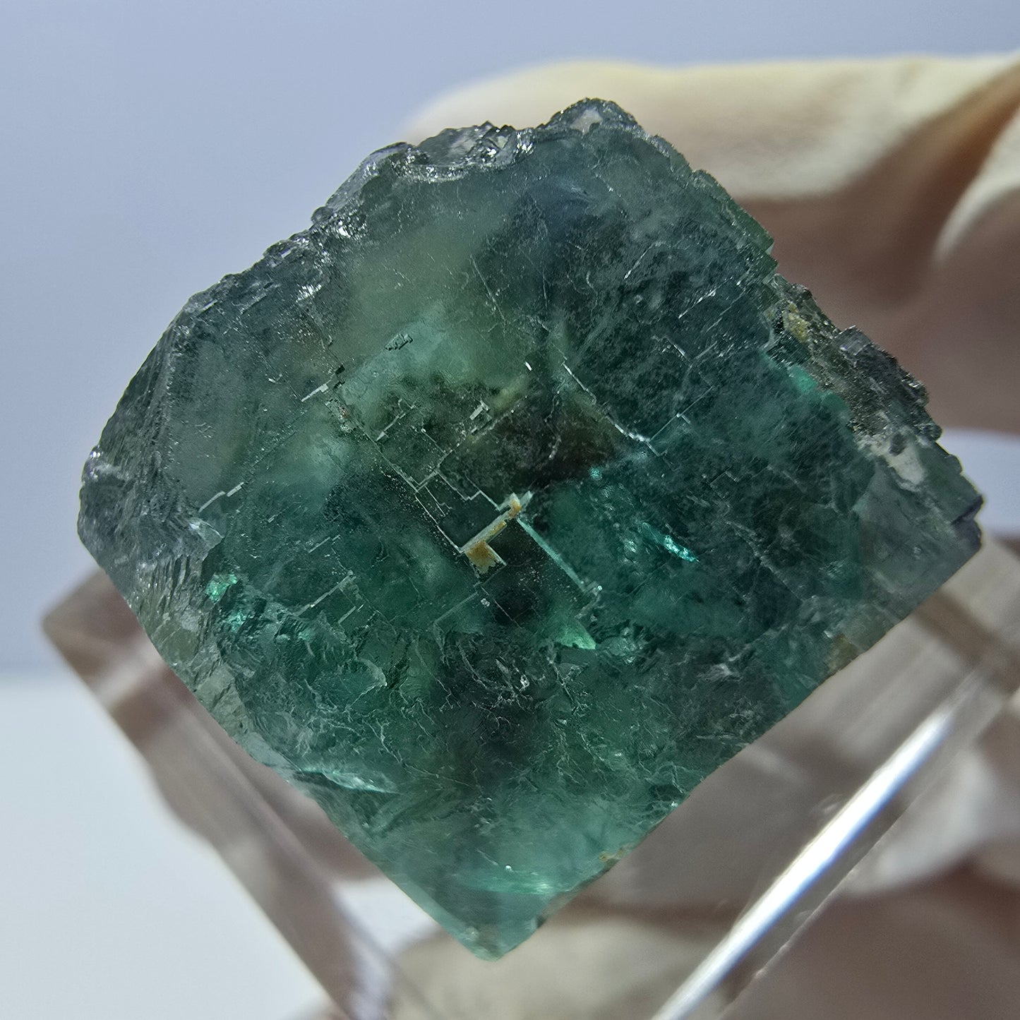 Clear Phantom Fluorite Cube parquetted, green Okorusu, Namibia, 18*17*16mm