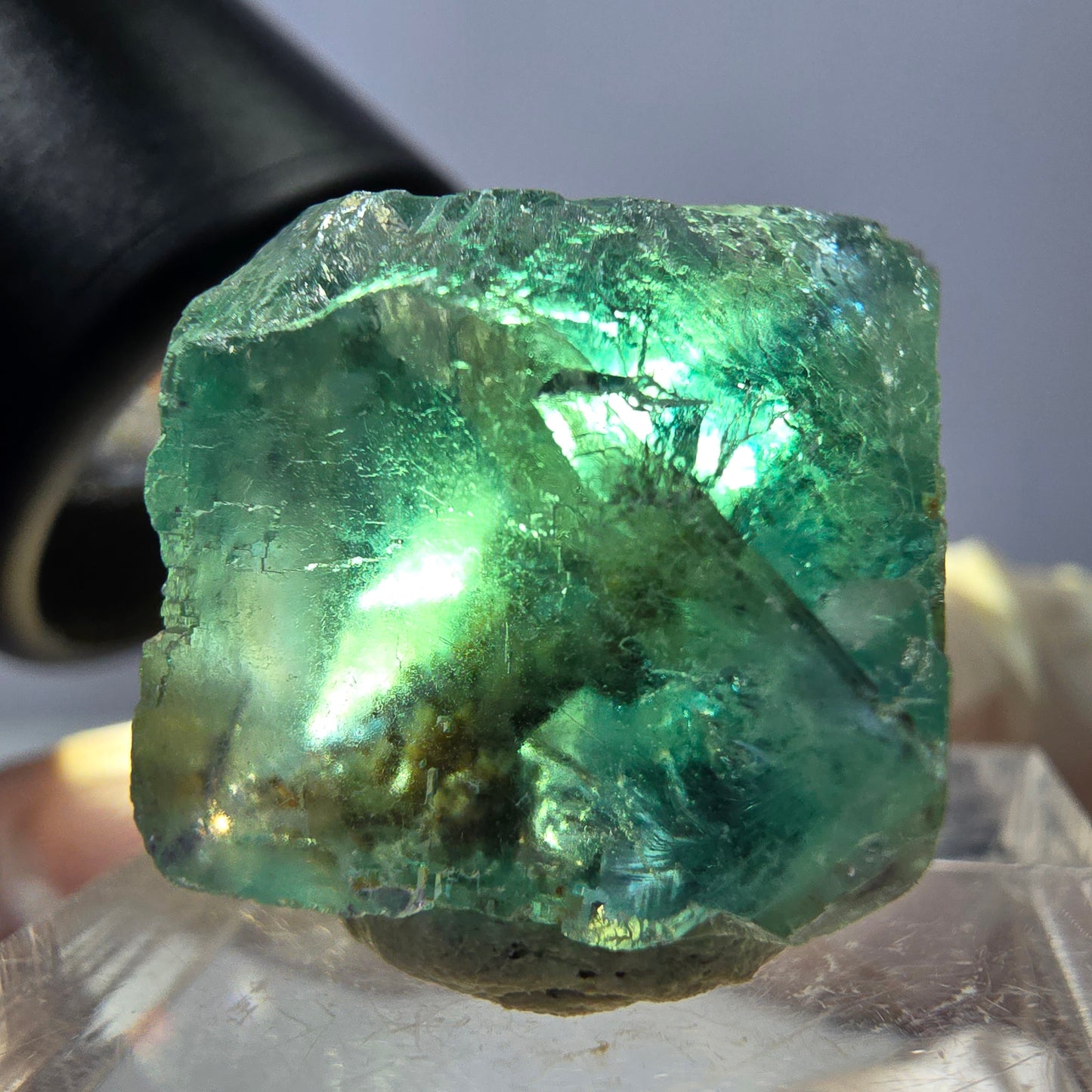 Clear Phantom Fluorite Cube parquetted, green Okorusu, Namibia, 18*17*16mm
