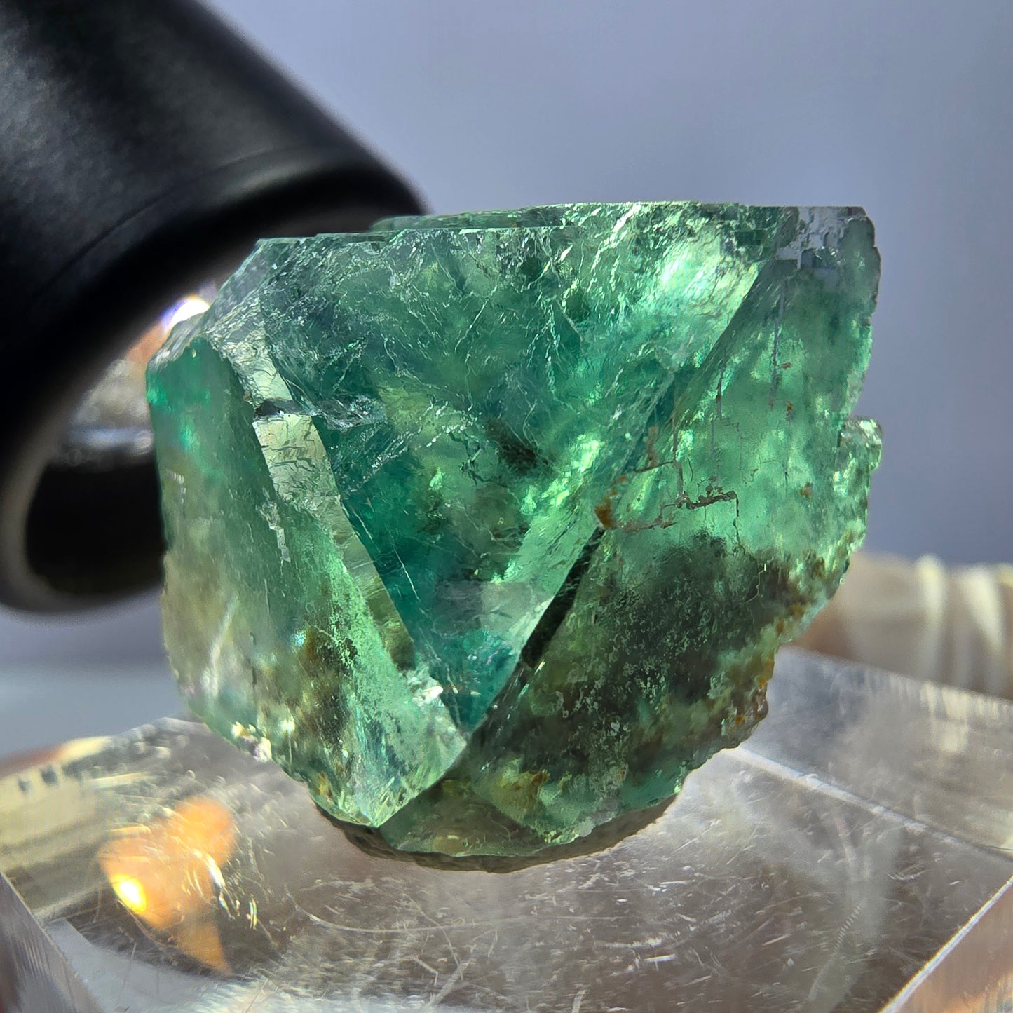 Clear Phantom Fluorite Cube parquetted, green Okorusu, Namibia, 18*17*16mm