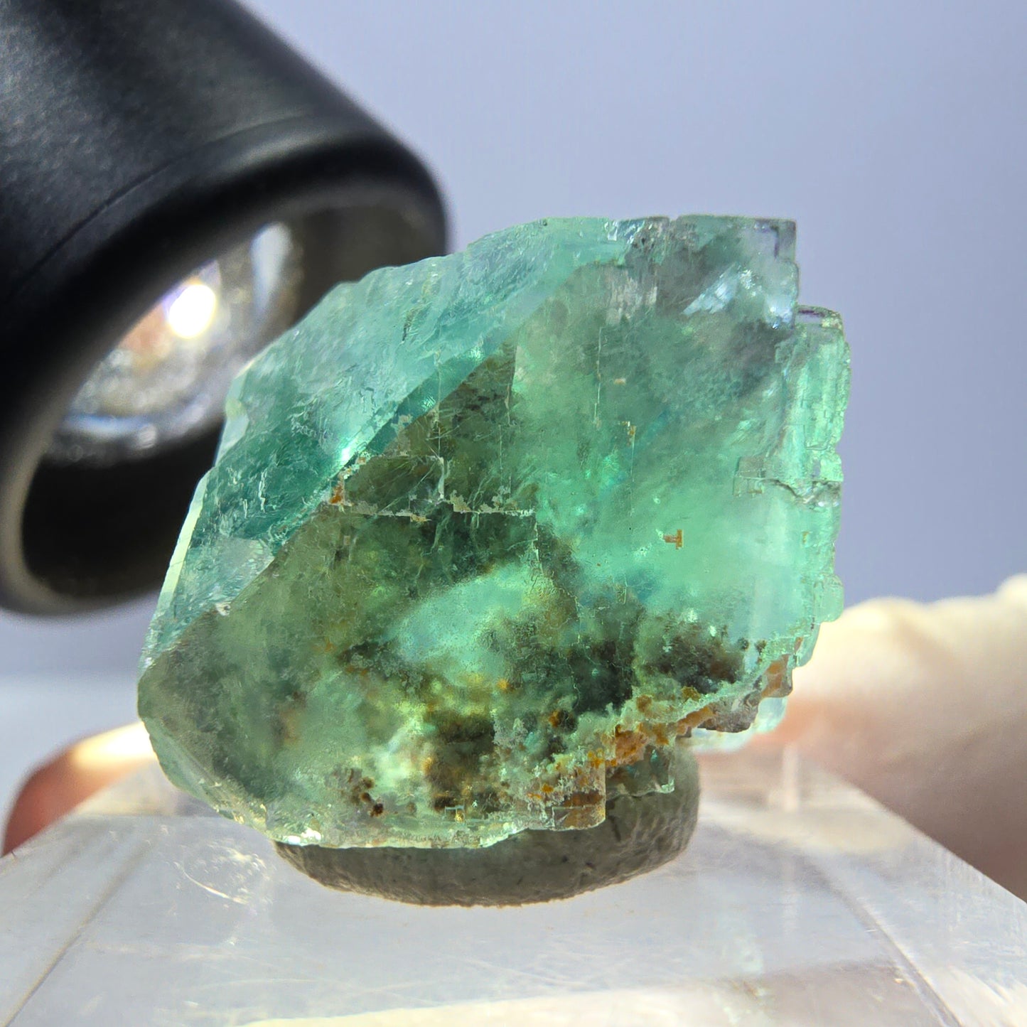 Clear Phantom Fluorite Cube parquetted, green Okorusu, Namibia, 18*17*16mm