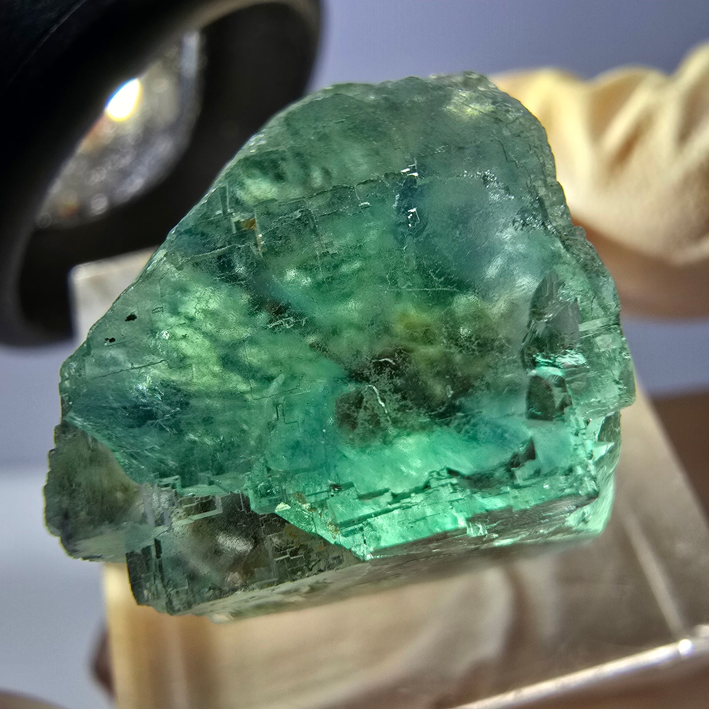 Clear Phantom Fluorite Cube parquetted, green Okorusu, Namibia, 18*17*16mm