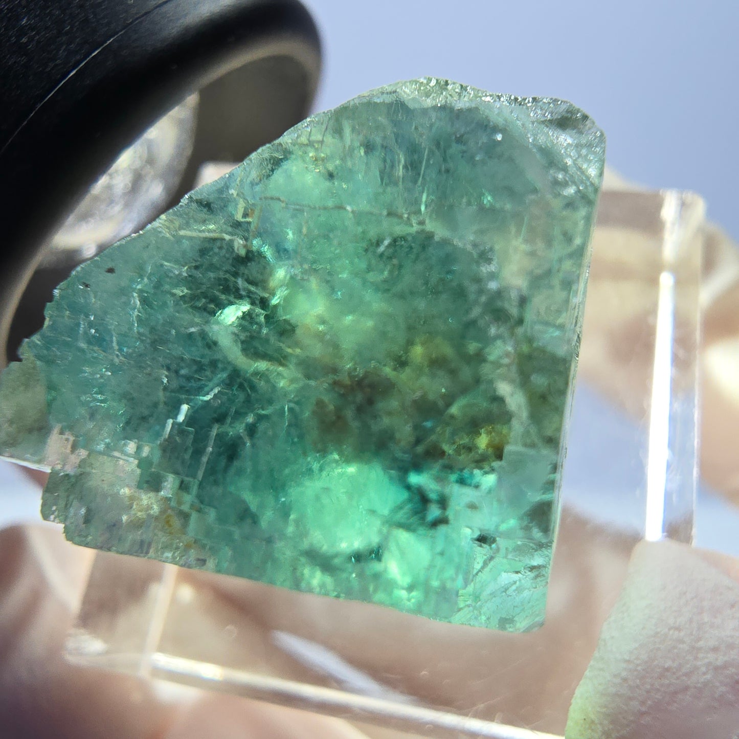 Clear Phantom Fluorite Cube parquetted, green Okorusu, Namibia, 18*17*16mm