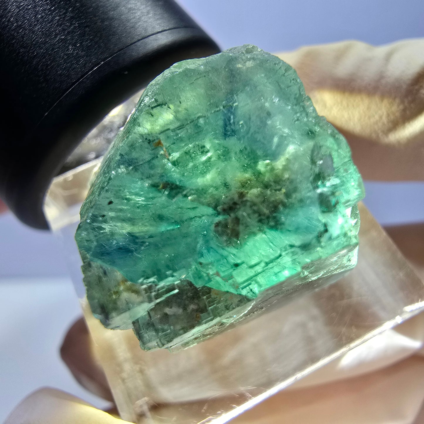 Clear Phantom Fluorite Cube parquetted, green Okorusu, Namibia, 18*17*16mm