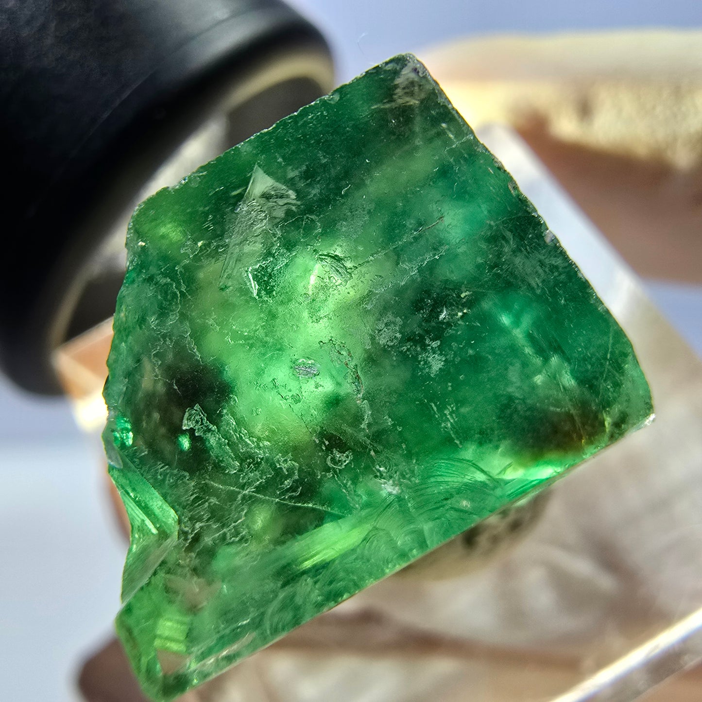 Clear Phantom Fluorite Cube parquetted, green Okorusu, Namibia 18*15*13mm