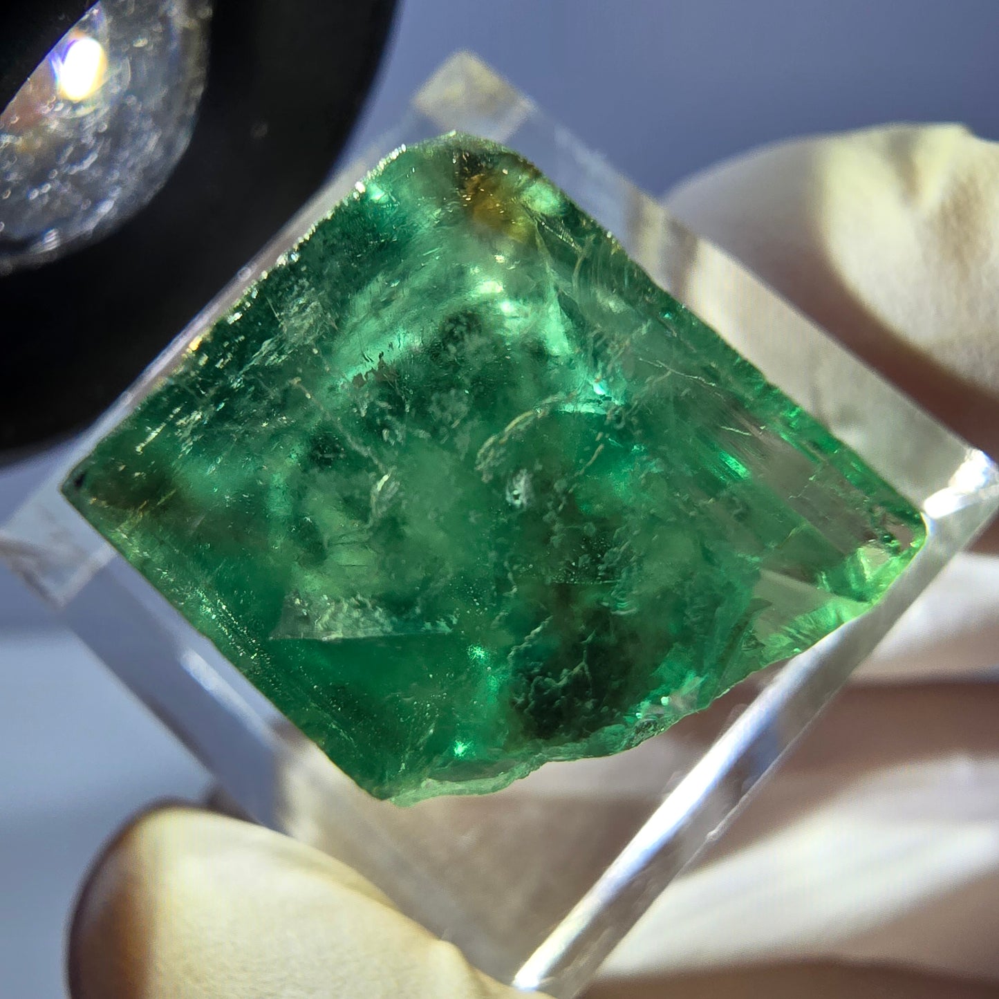 Clear Phantom Fluorite Cube parquetted, green Okorusu, Namibia 18*15*13mm