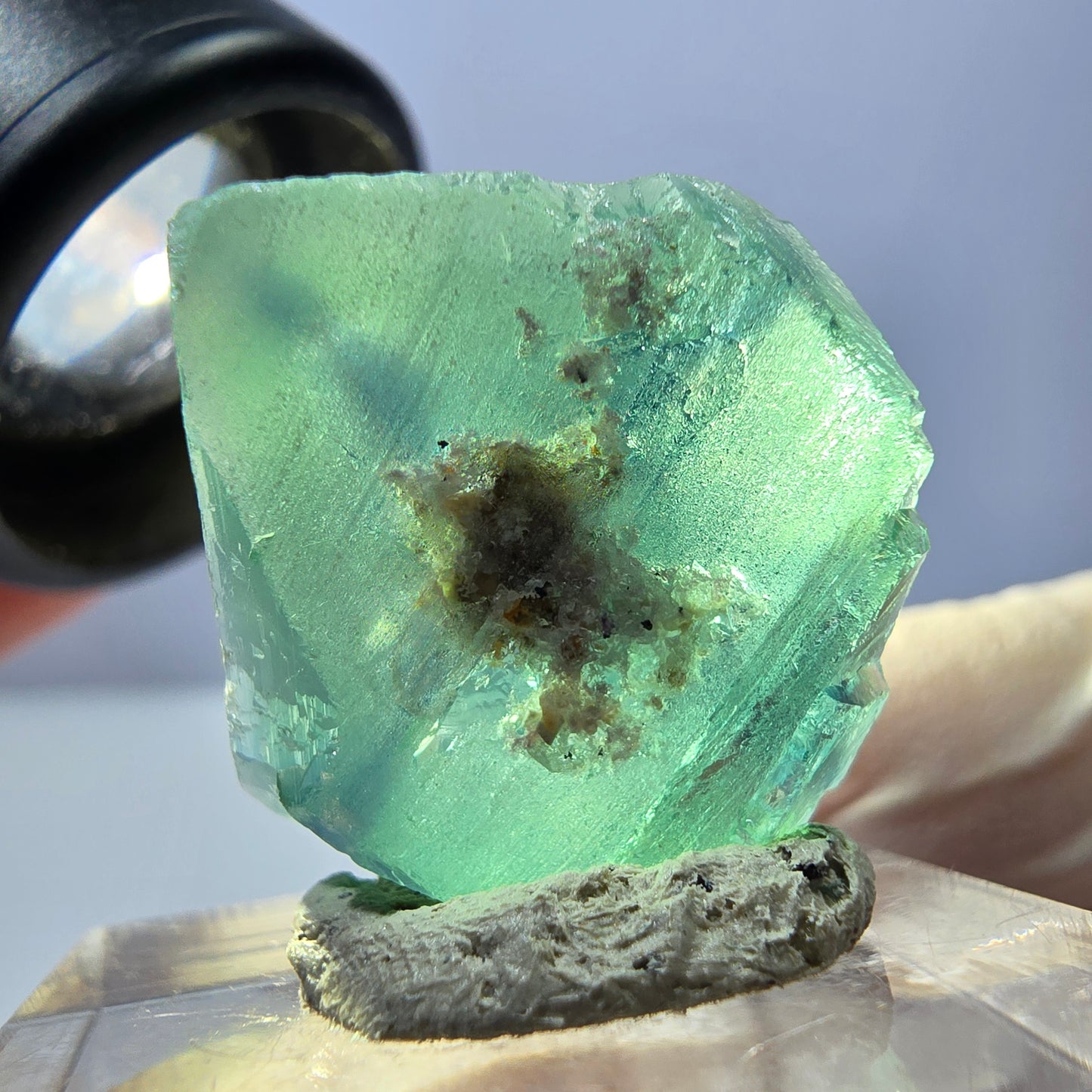 Clear Phantom Fluorite Cube parquetted, green Okorusu, Namibia 20*19*14mm