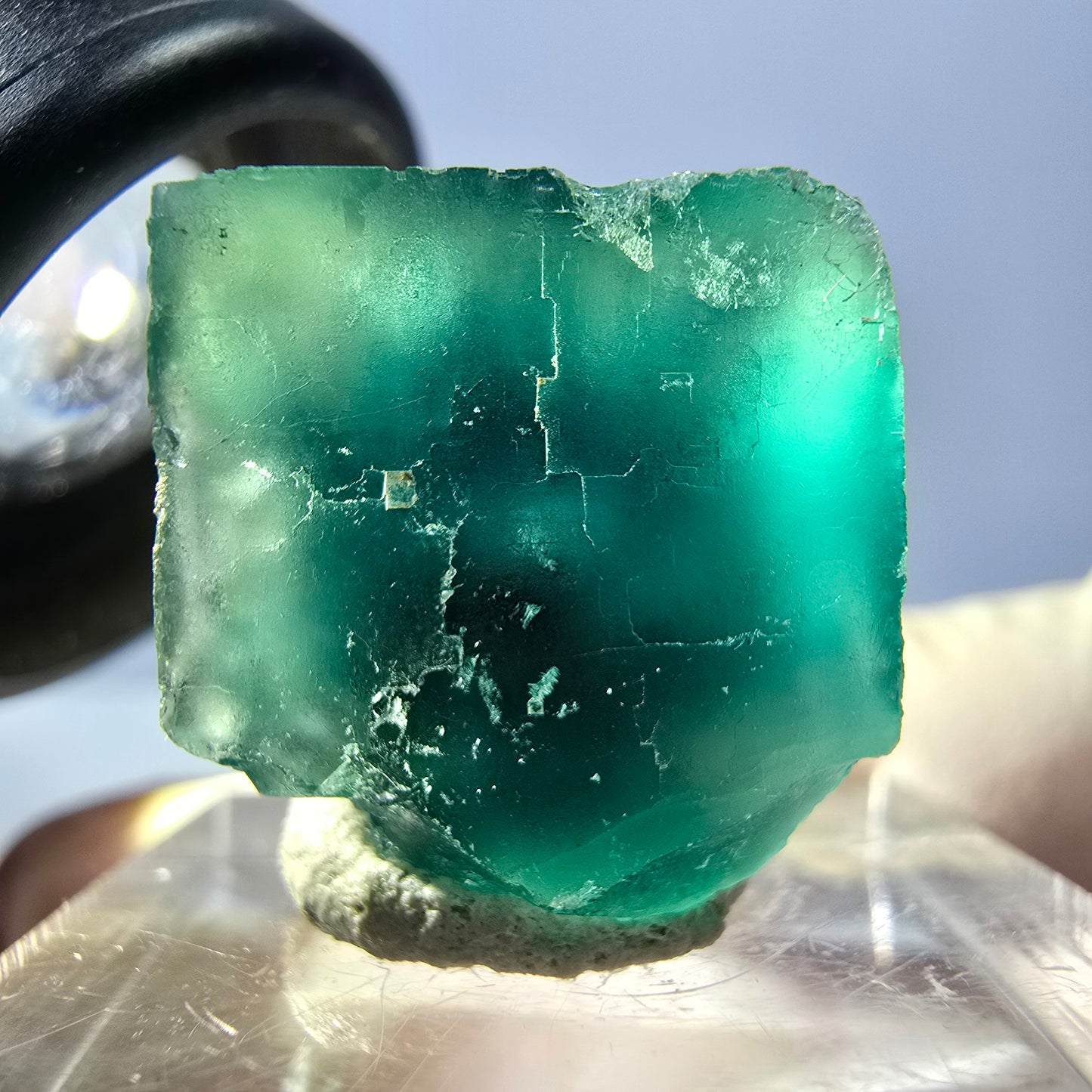 Clear Phantom Fluorite Cube parquetted, green Okorusu, Namibia 18*18*17mm