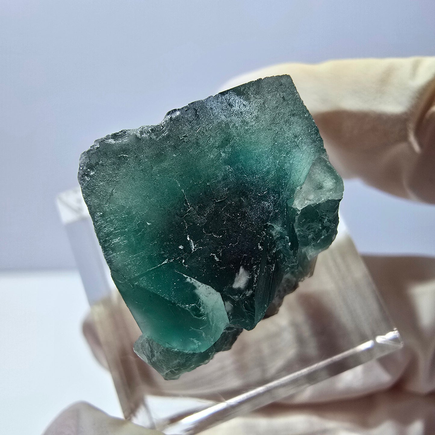 Clear Phantom Fluorite Cube parquetted, green Okorusu, Namibia 18*18*17mm