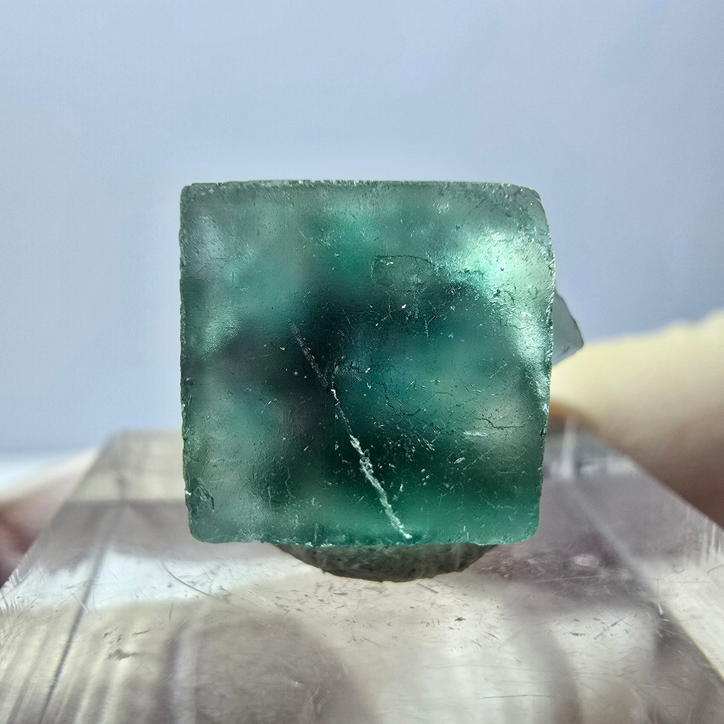Clear Phantom Fluorite Cube parquetted, green Okorusu, Namibia 15*13*8mm